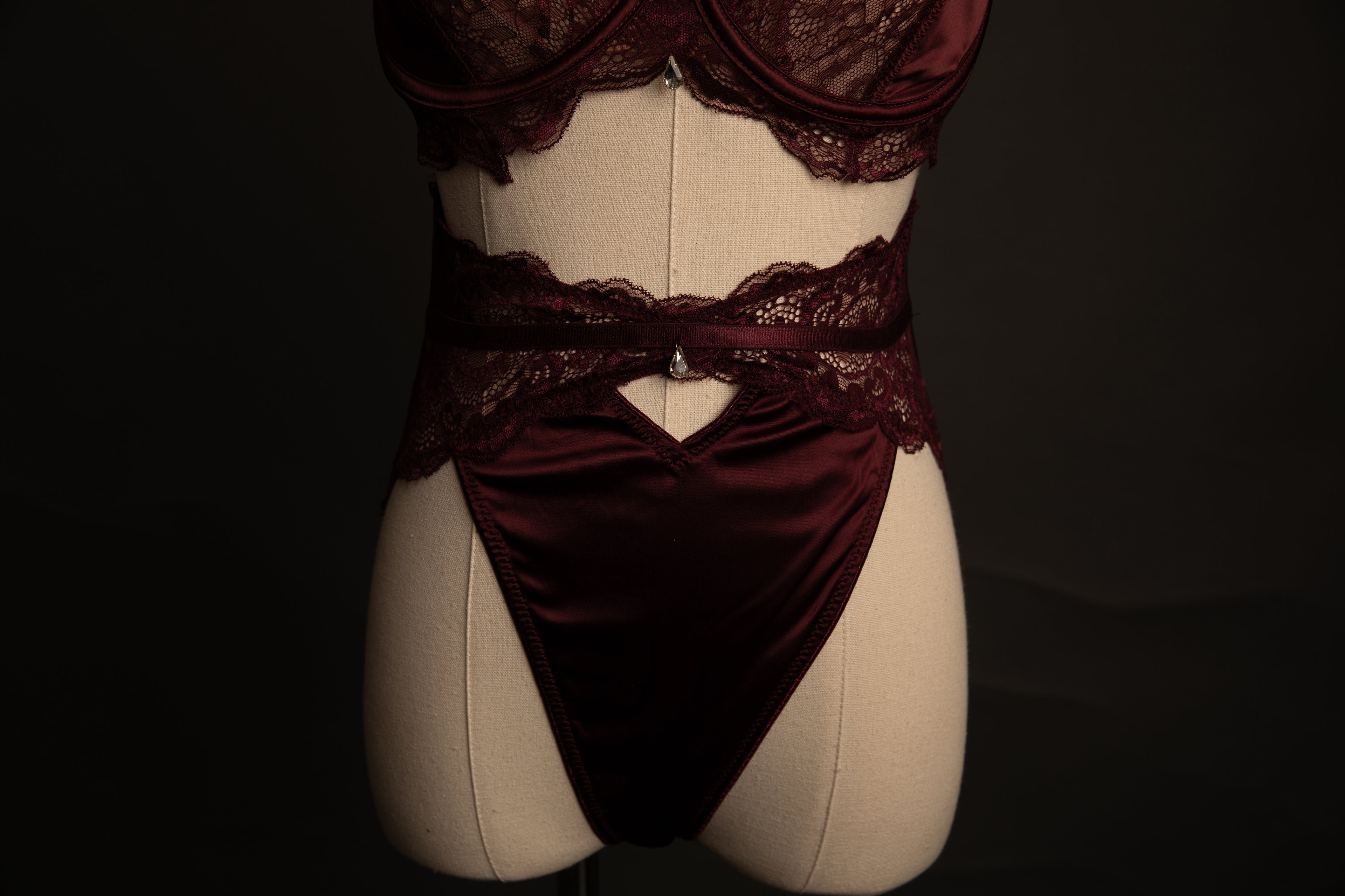 Sadie Lace and Satin in Burgandy