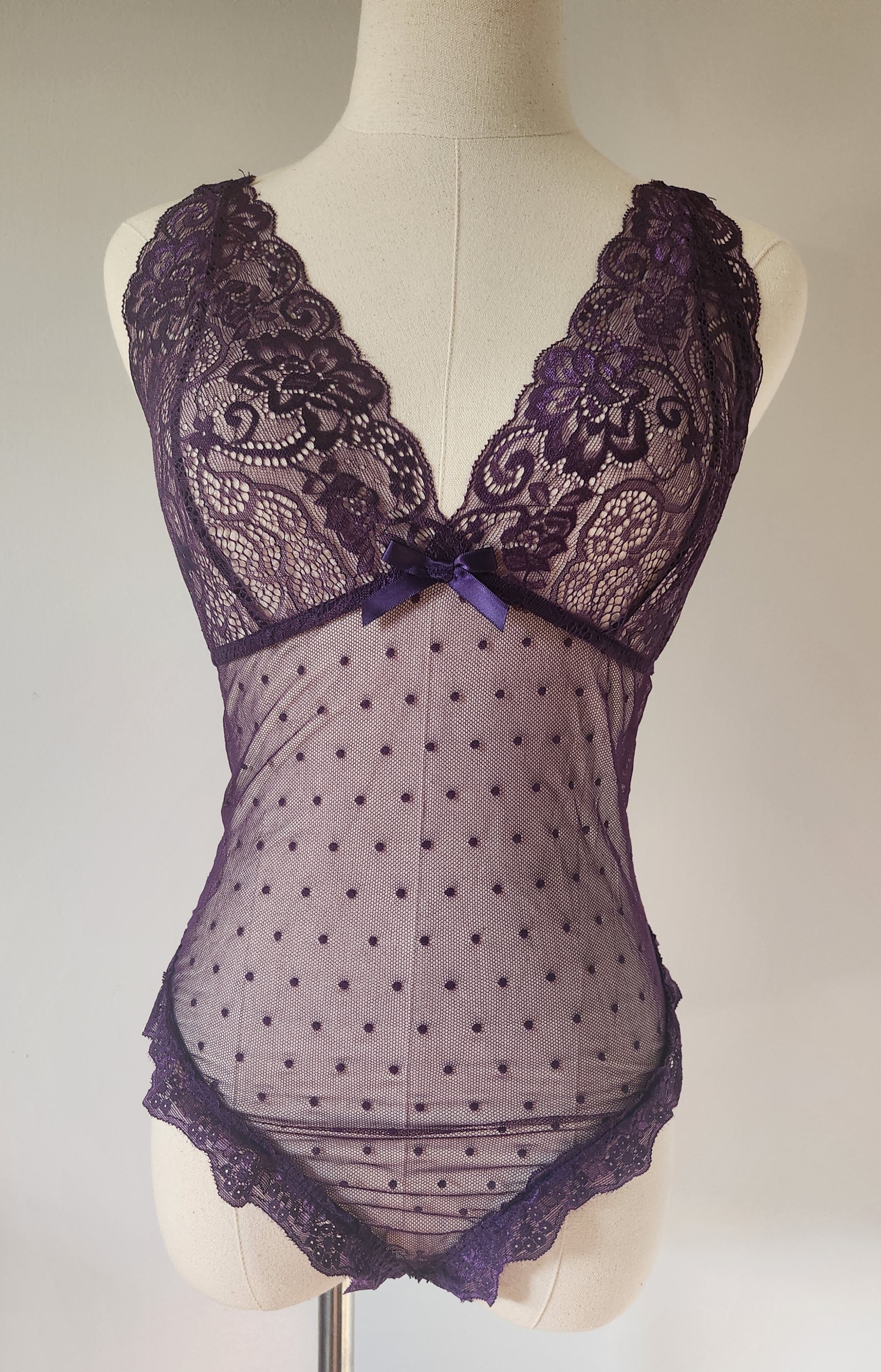 Floral Lace Teddy in Purple image 1