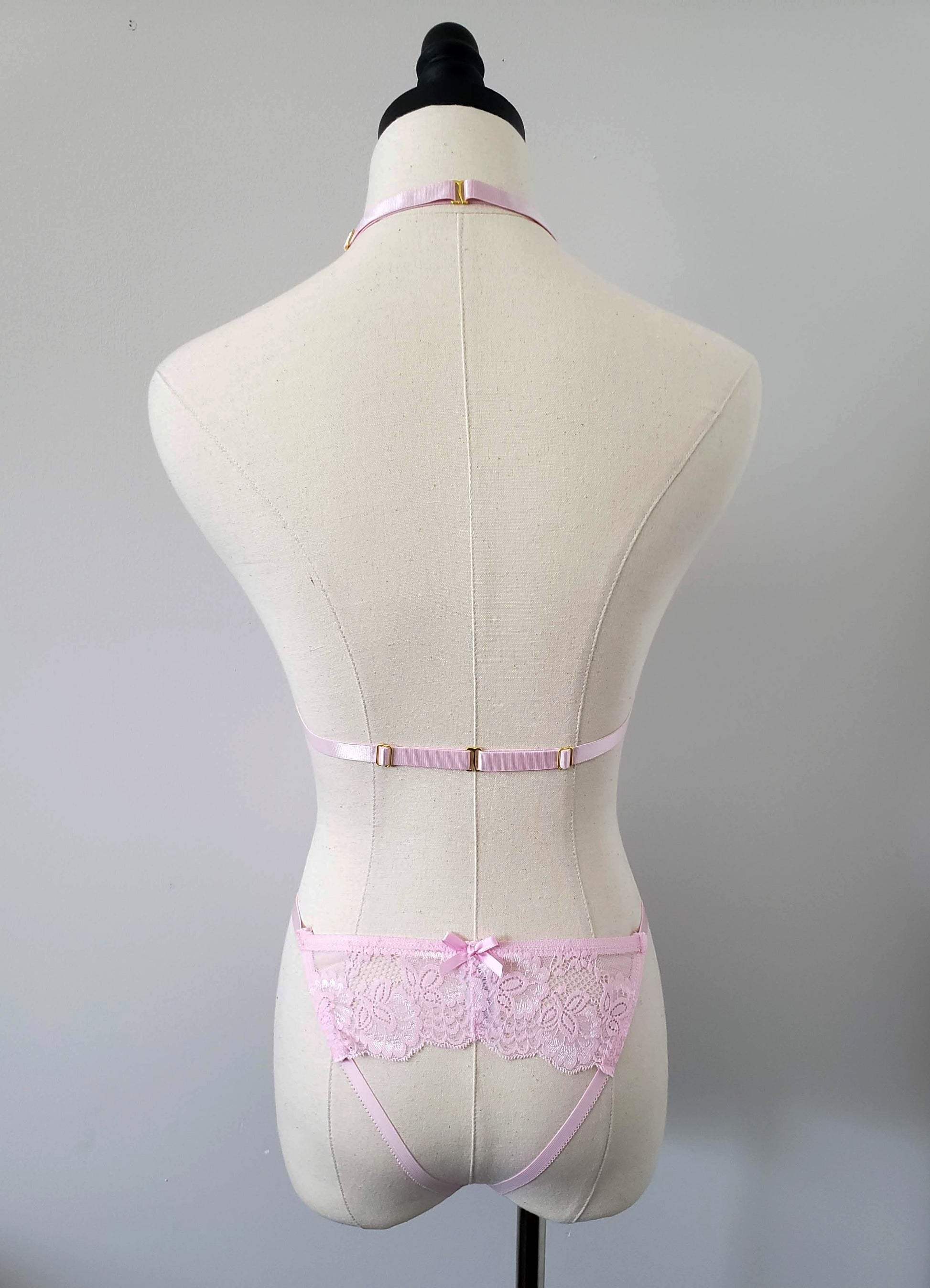 Lace Bralette and Panty Set in Blush Pink image 2