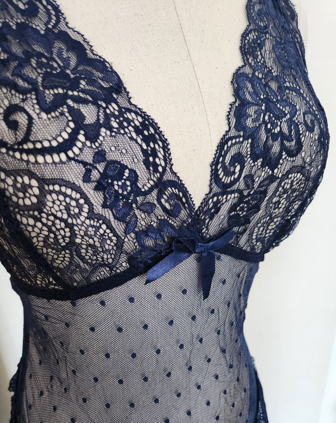 Floral Lace Teddy in Navy image 1