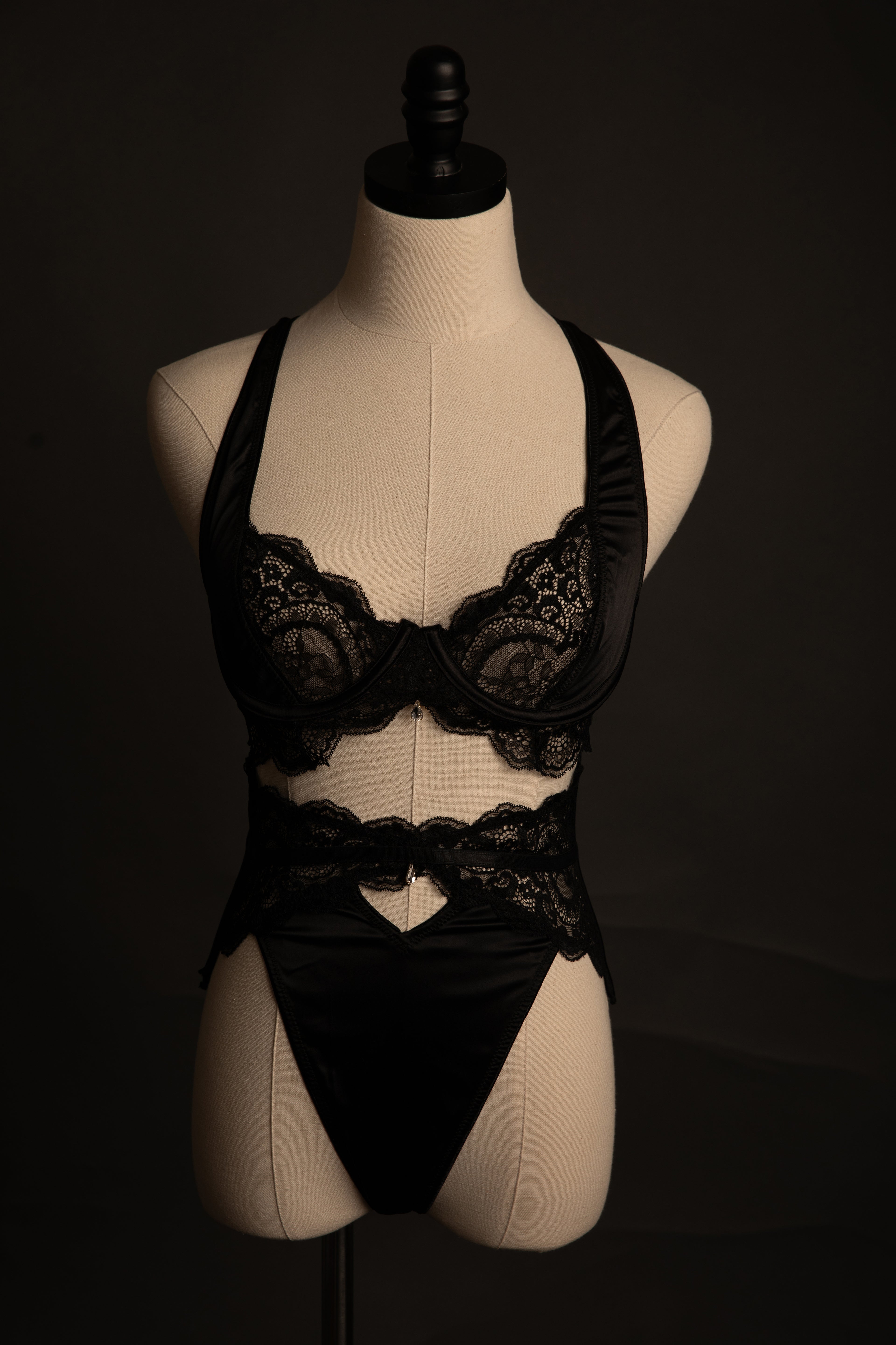 Sadie Lace and Satin in Black