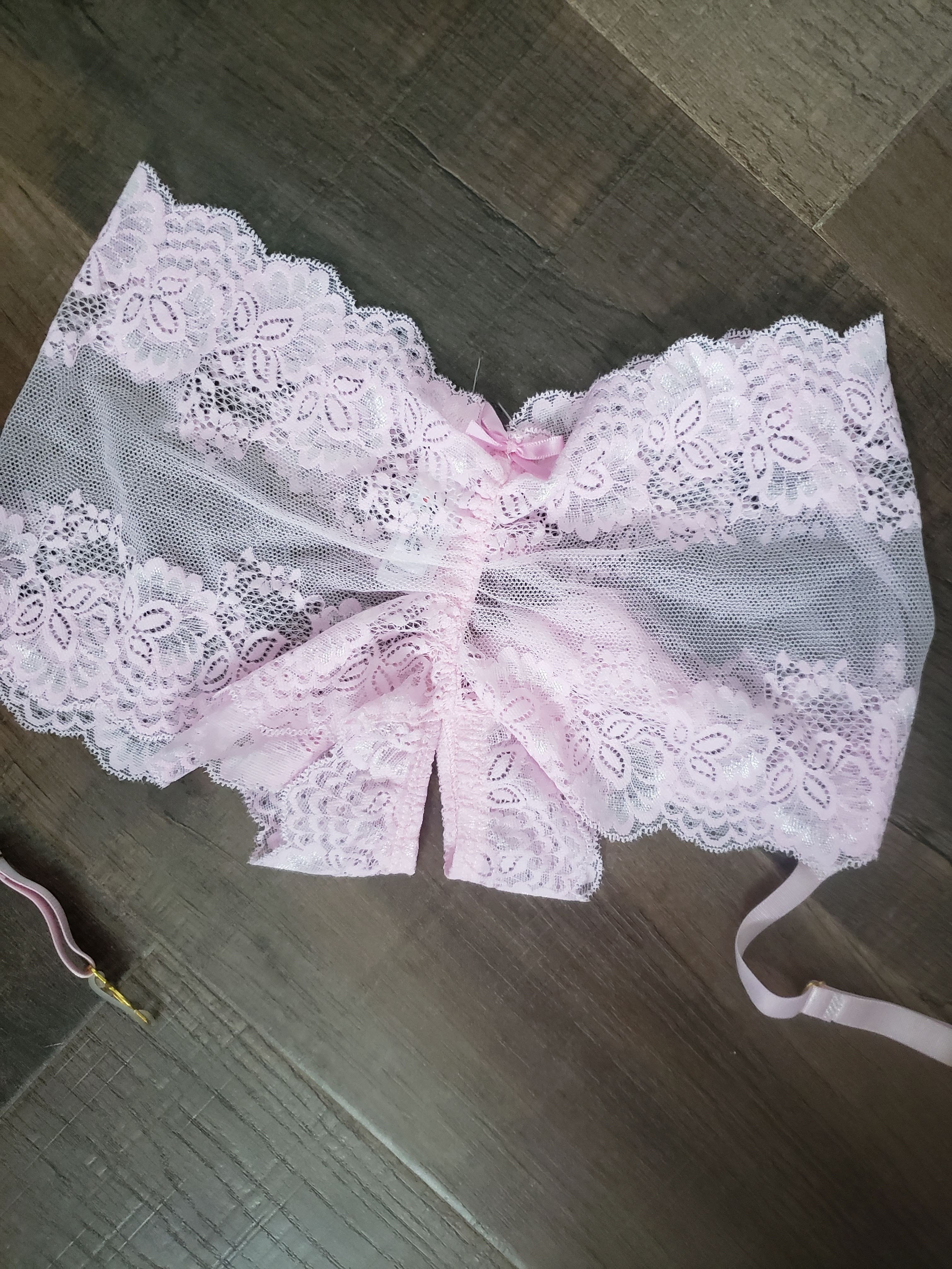 Lace Boyshorts with Garter in Pink image 1