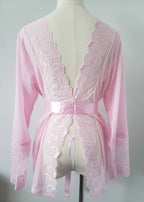Lace and Mesh Robe with Panty in Blush Pink image 5