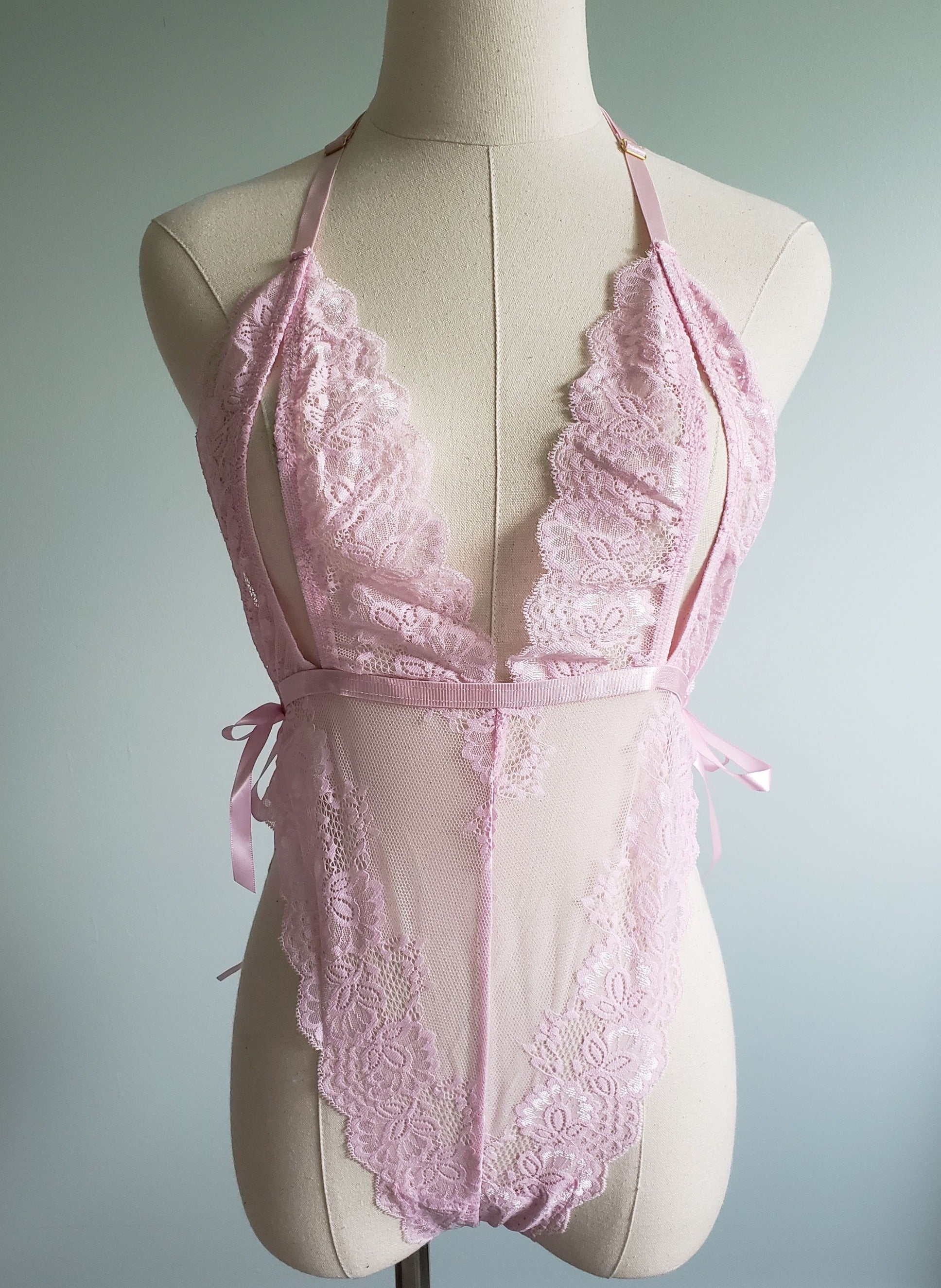 Lace Open Cup Teddy in Blush Pink image 0