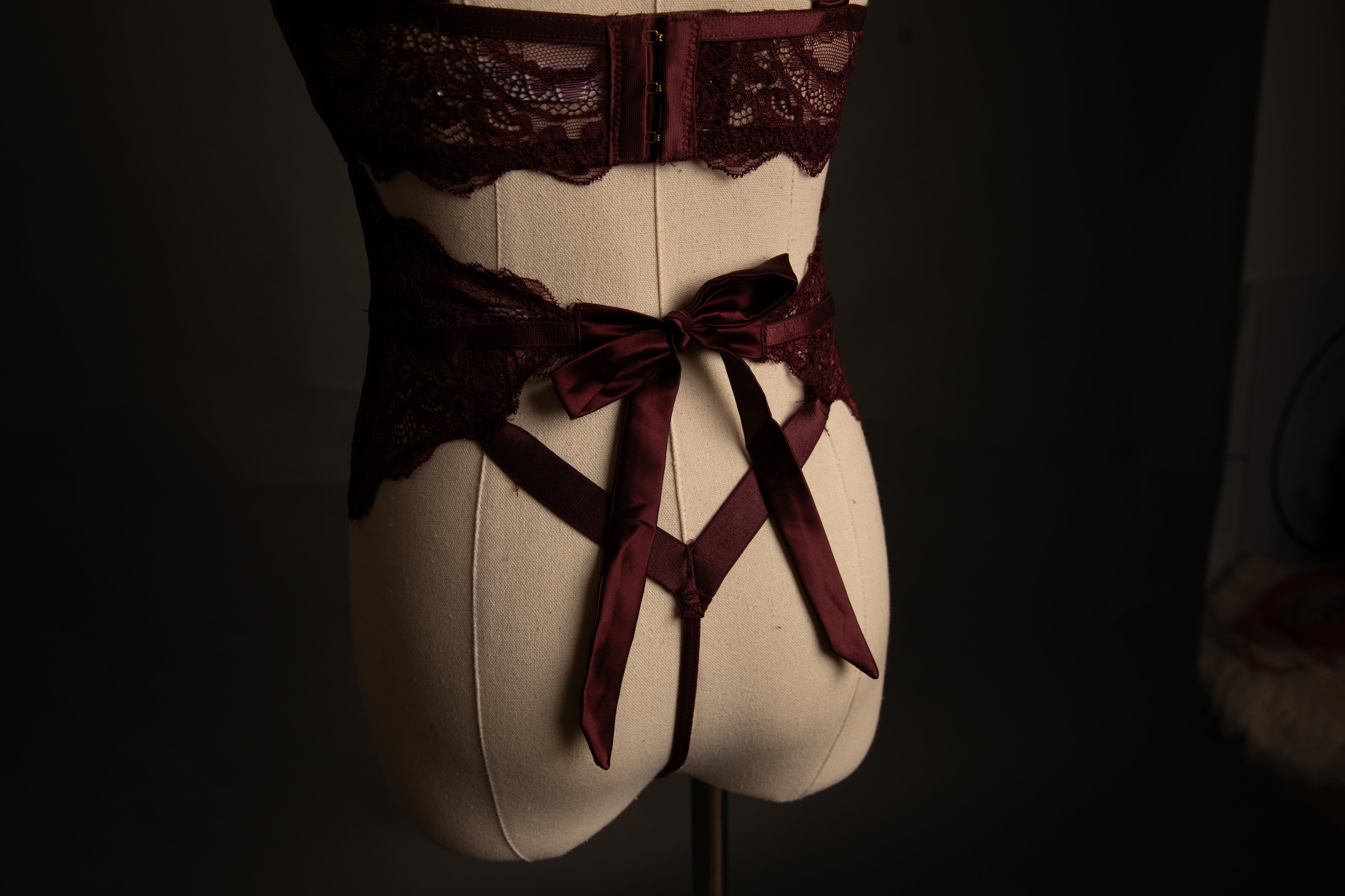 Sadie Lace and Satin in Burgandy
