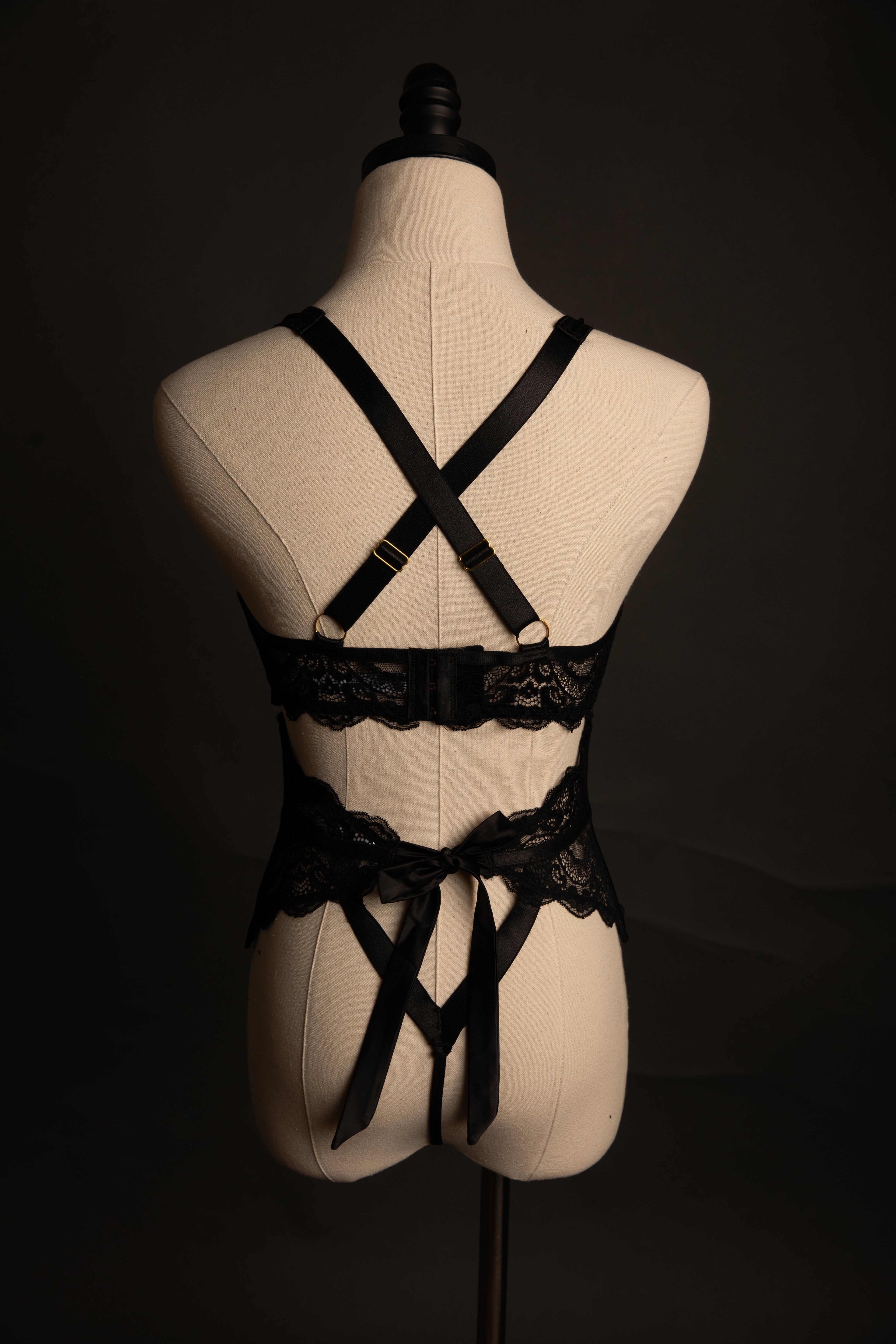 Sadie Lace and Satin in Black