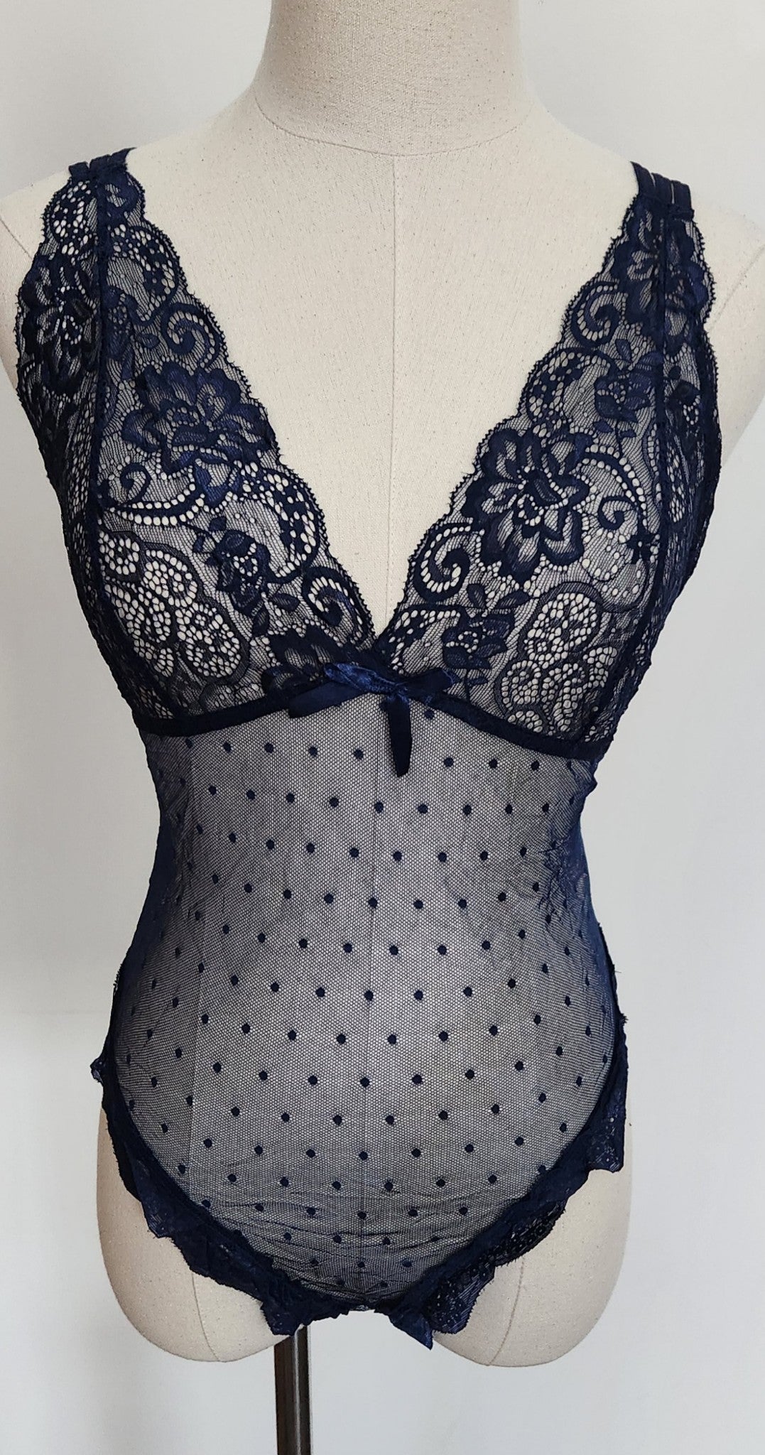 Floral Lace Teddy in Navy image 0