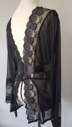 Lace and Mesh Robe with Panty in Black image 5