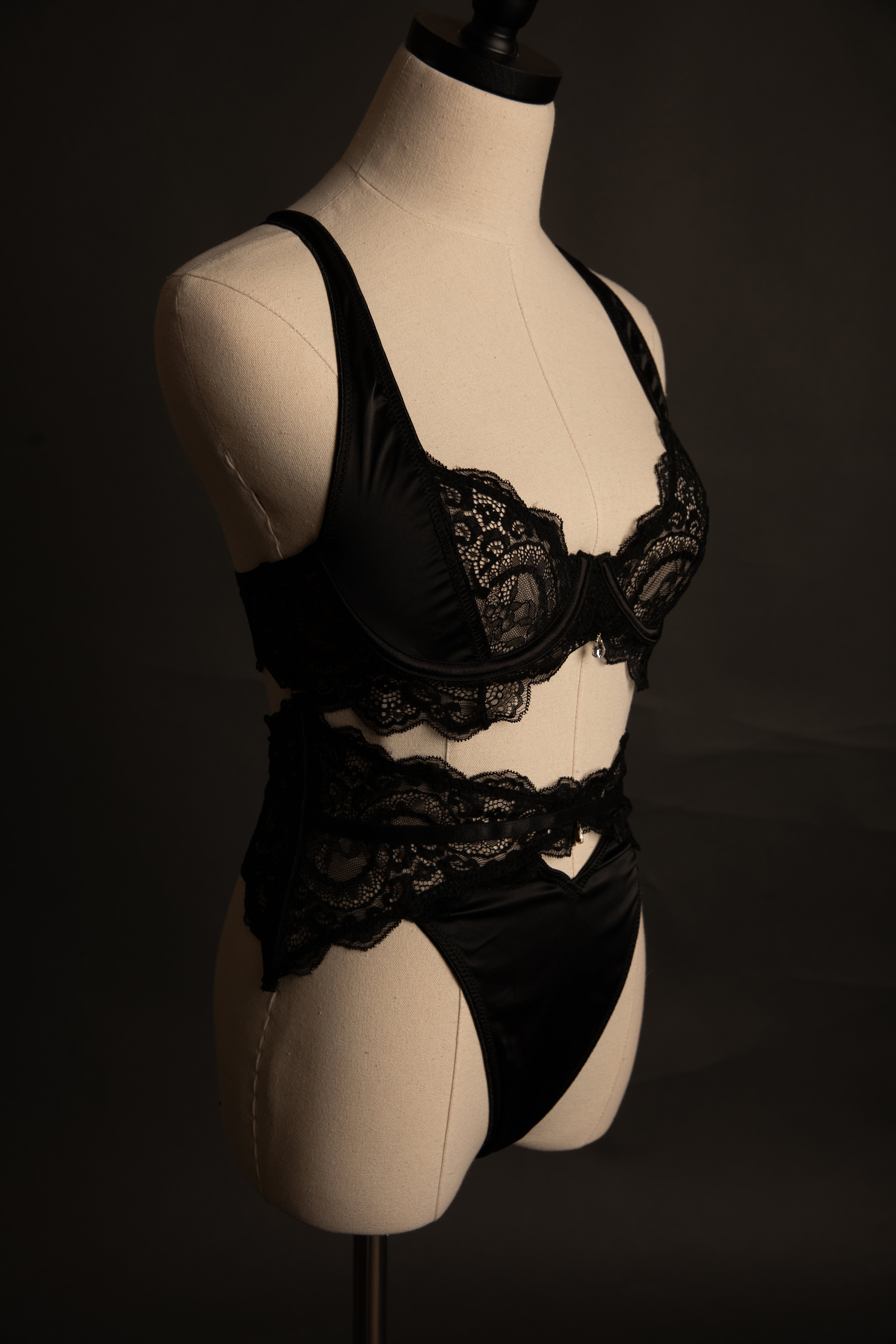 Sadie Lace and Satin in Black