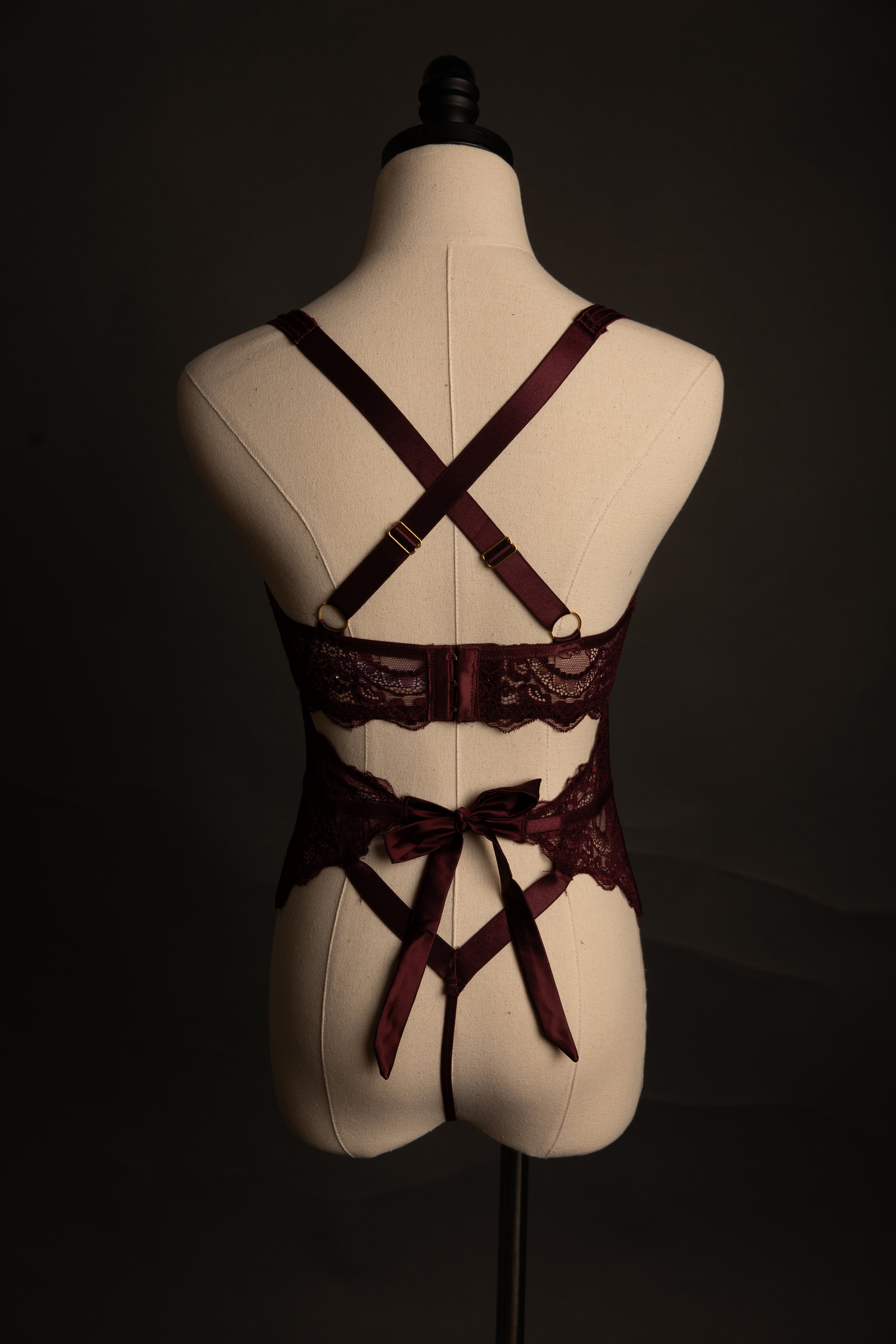 Sadie Lace and Satin in Burgandy
