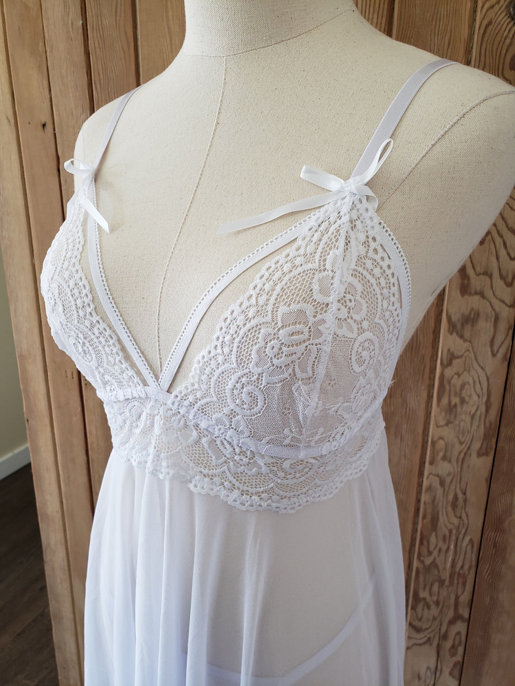 Strappy White Babydoll Set image 7