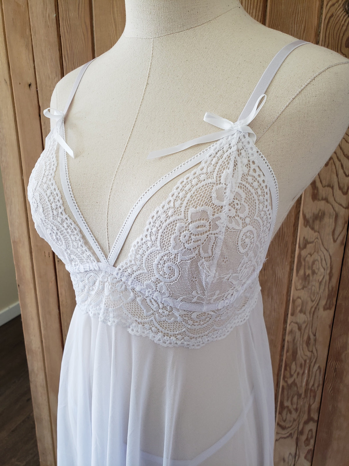 Strappy White Babydoll Set image 7
