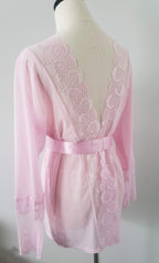 Lace and Mesh Robe with Panty in Blush Pink image 4