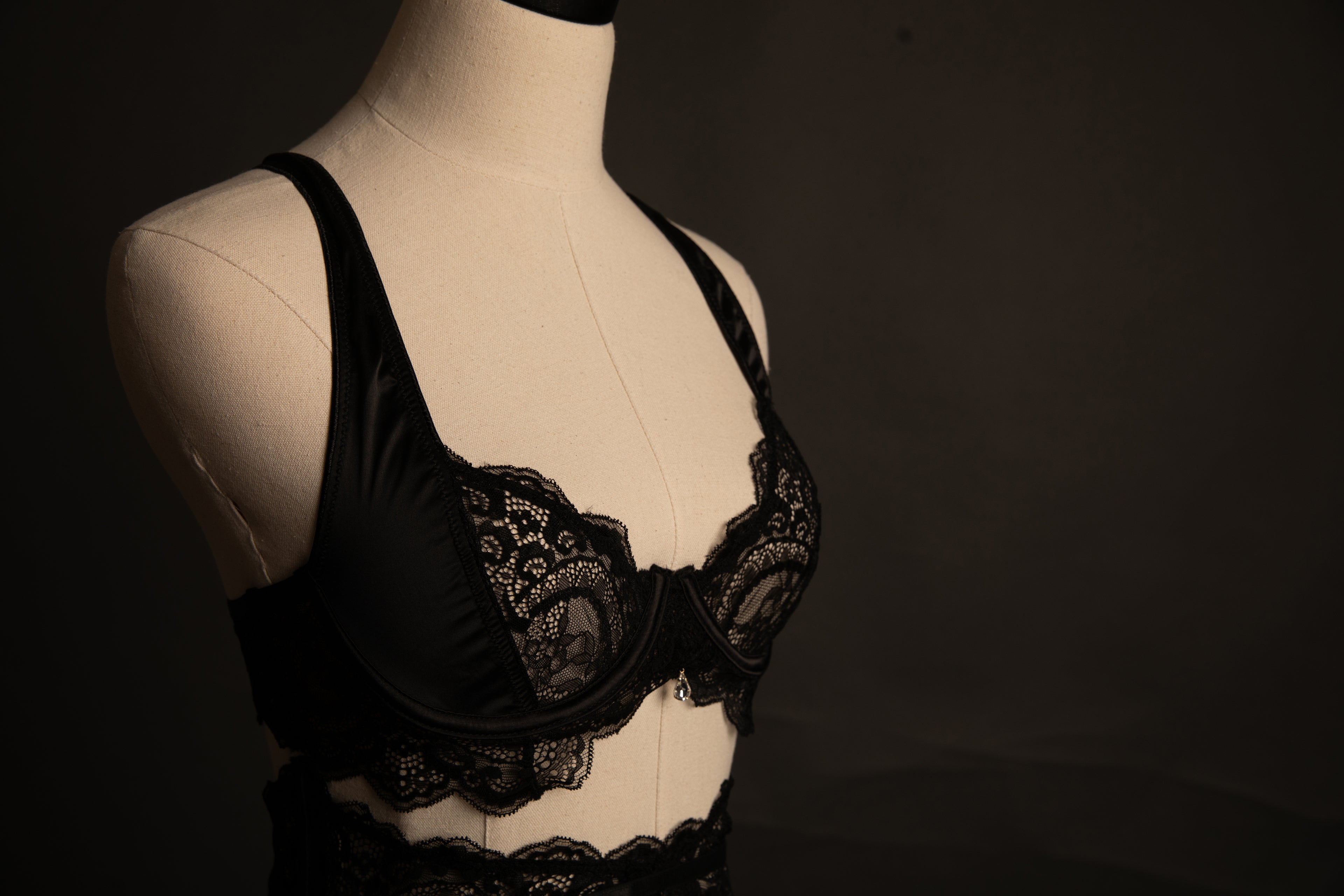 Sadie Lace and Satin in Black