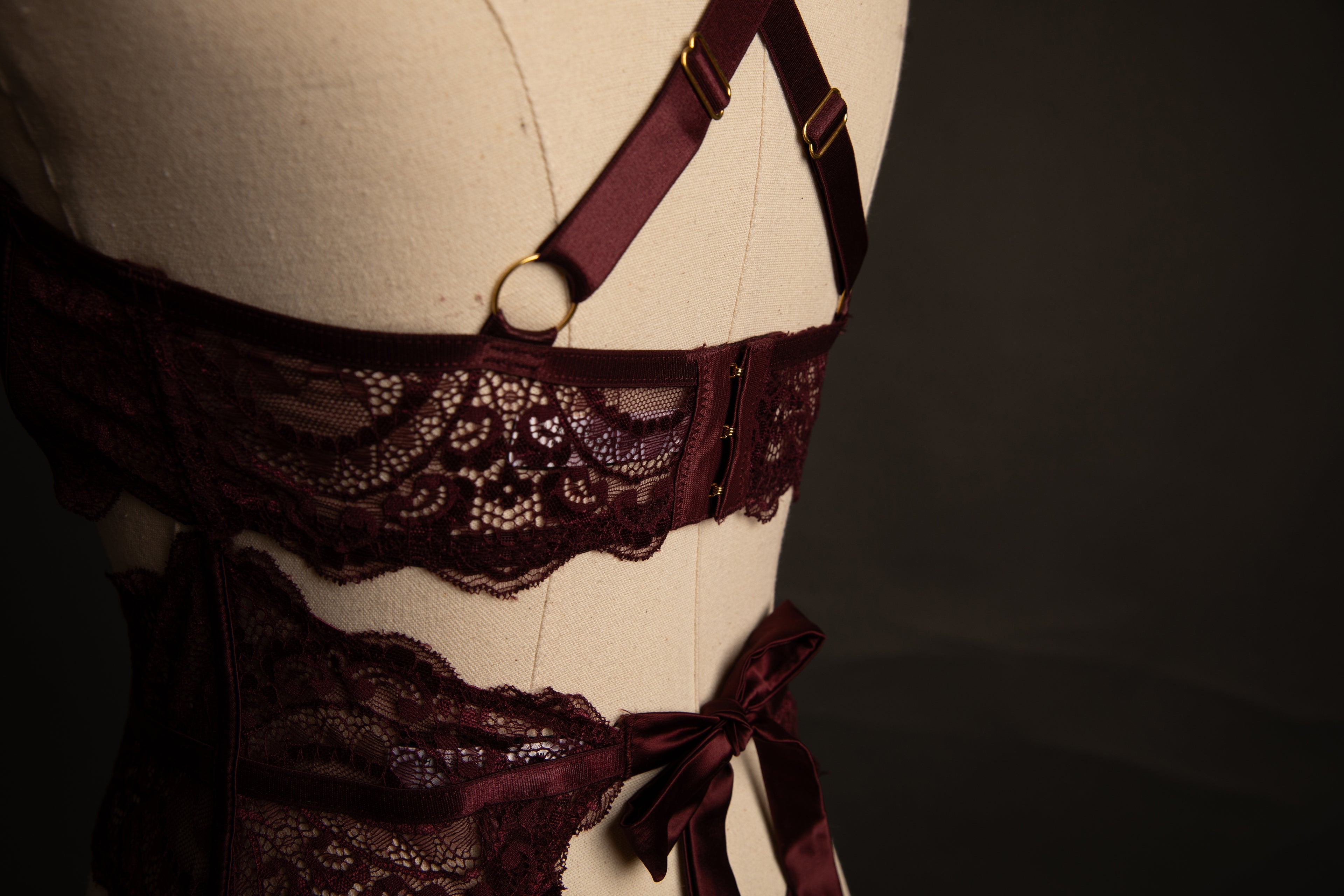 Sadie Lace and Satin in Burgandy