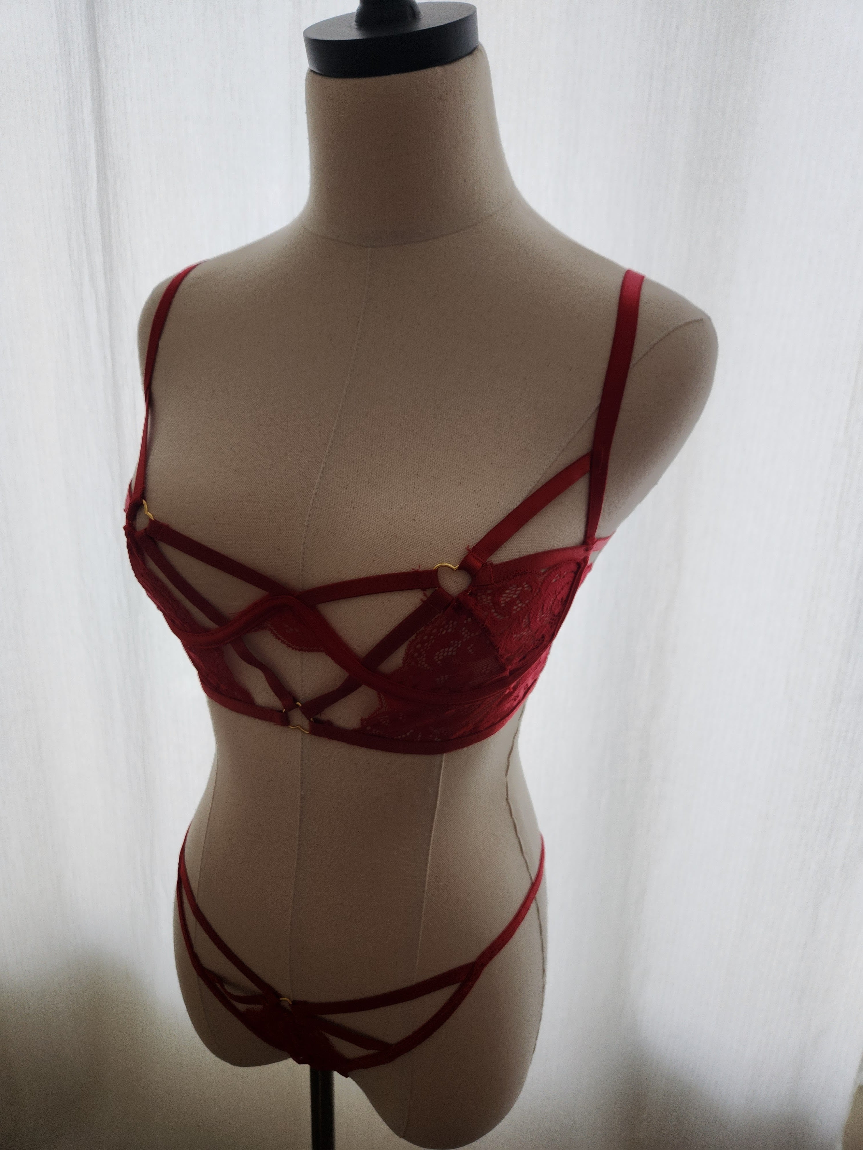 Valentina Lace and Strap Set in Red image 6