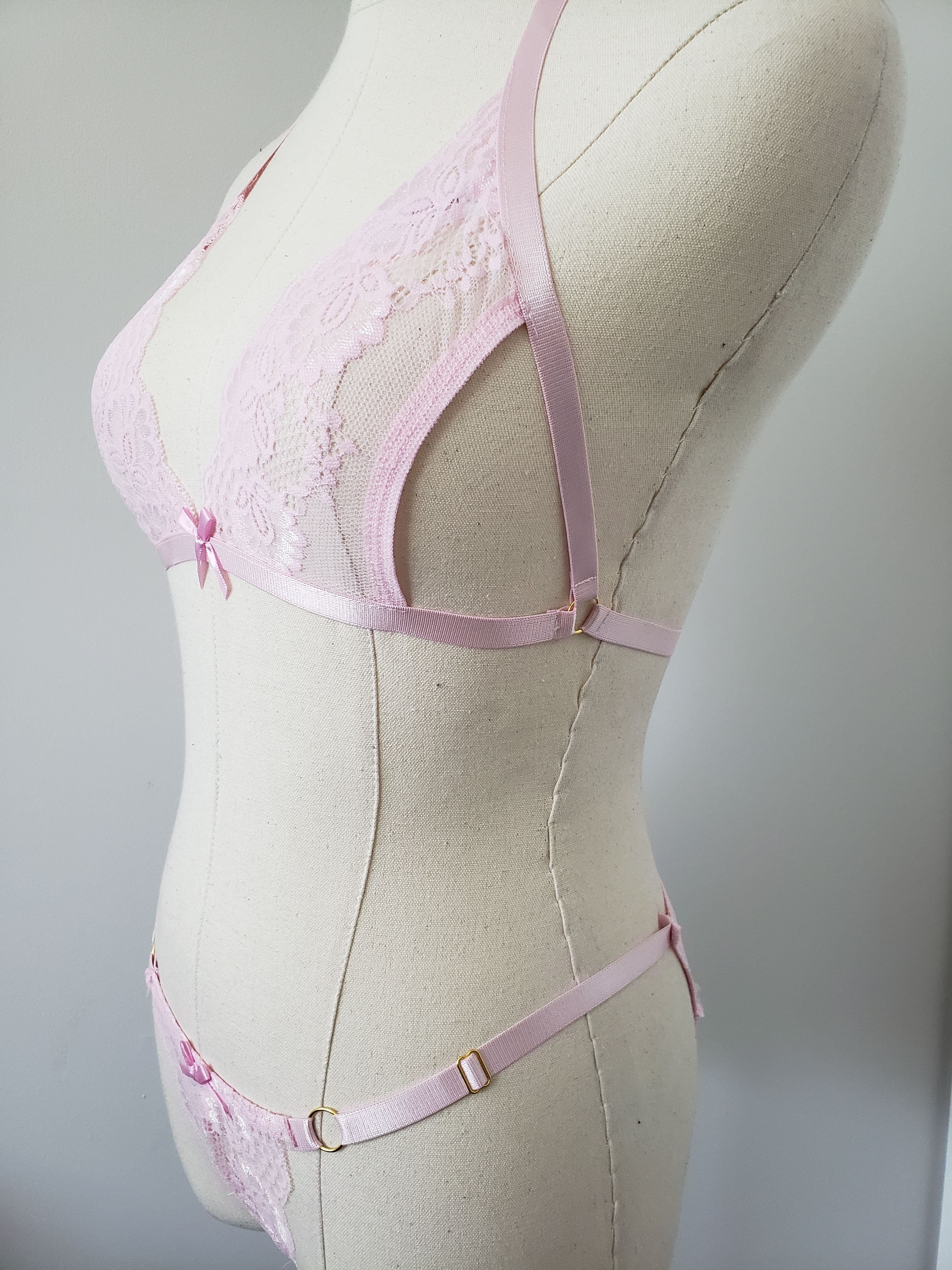 Lace Bralette and Panty Set in Blush Pink image 1