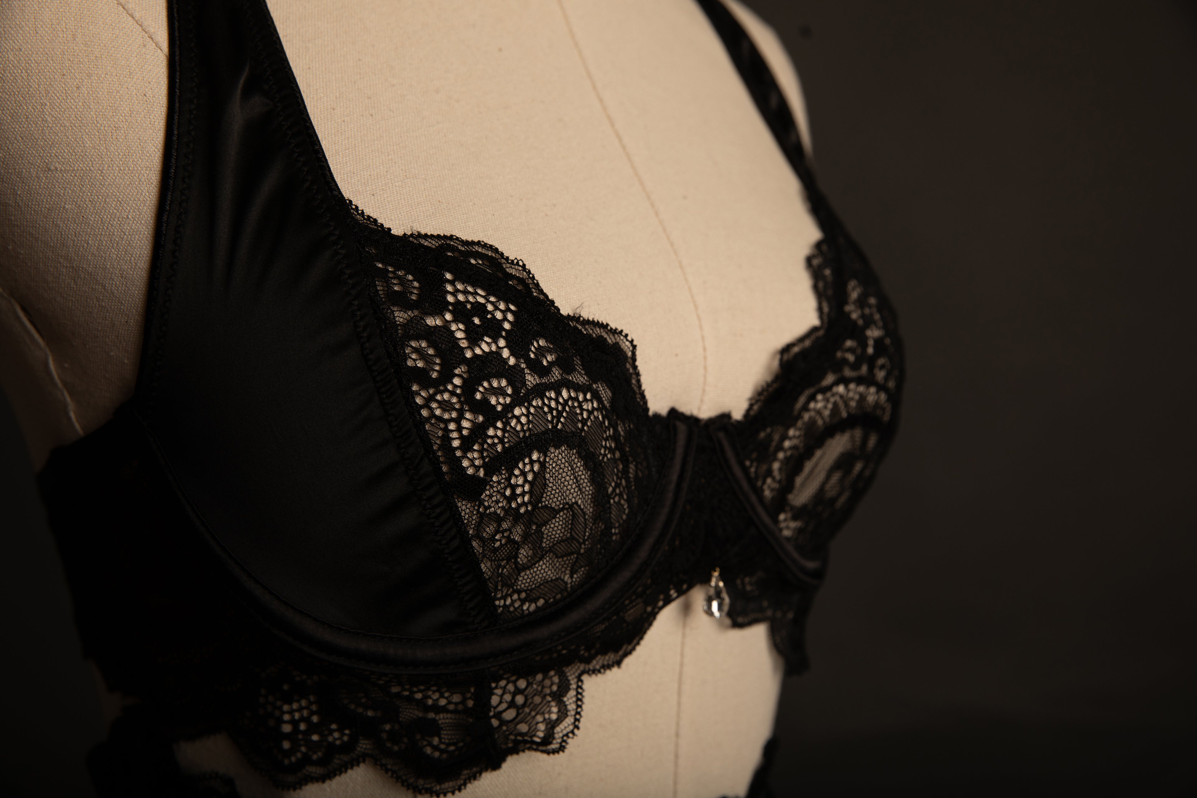 Sadie Lace and Satin in Black