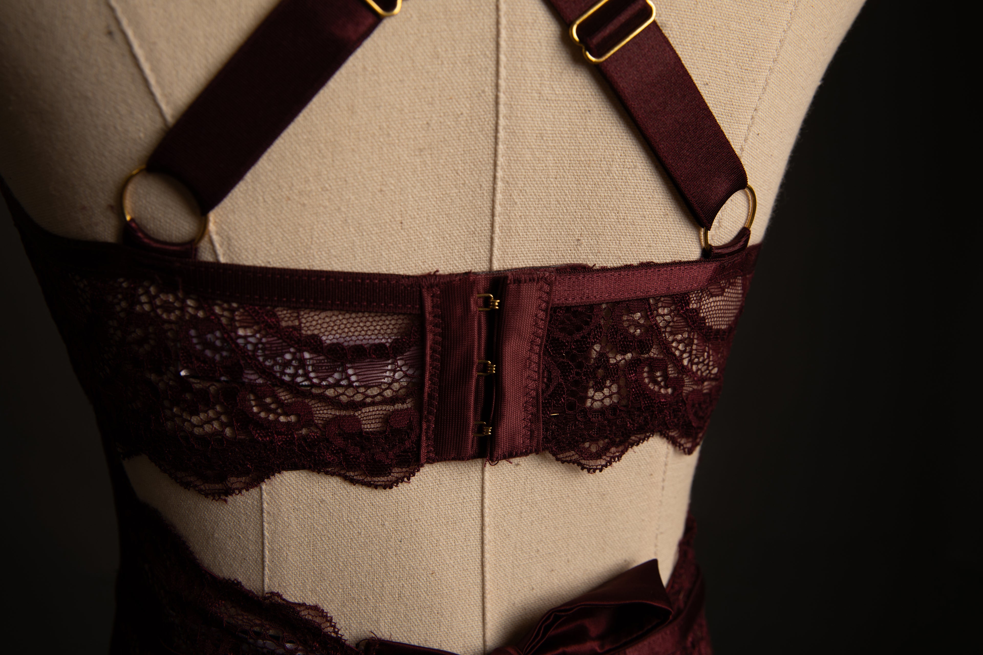 Sadie Lace and Satin in Burgandy