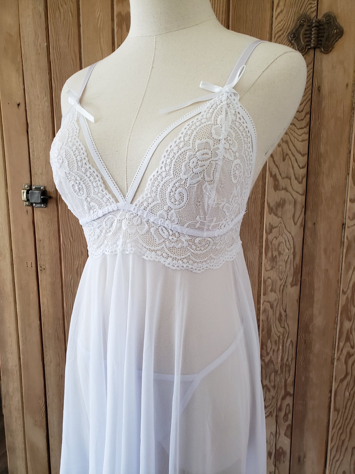 Strappy White Babydoll Set image 0