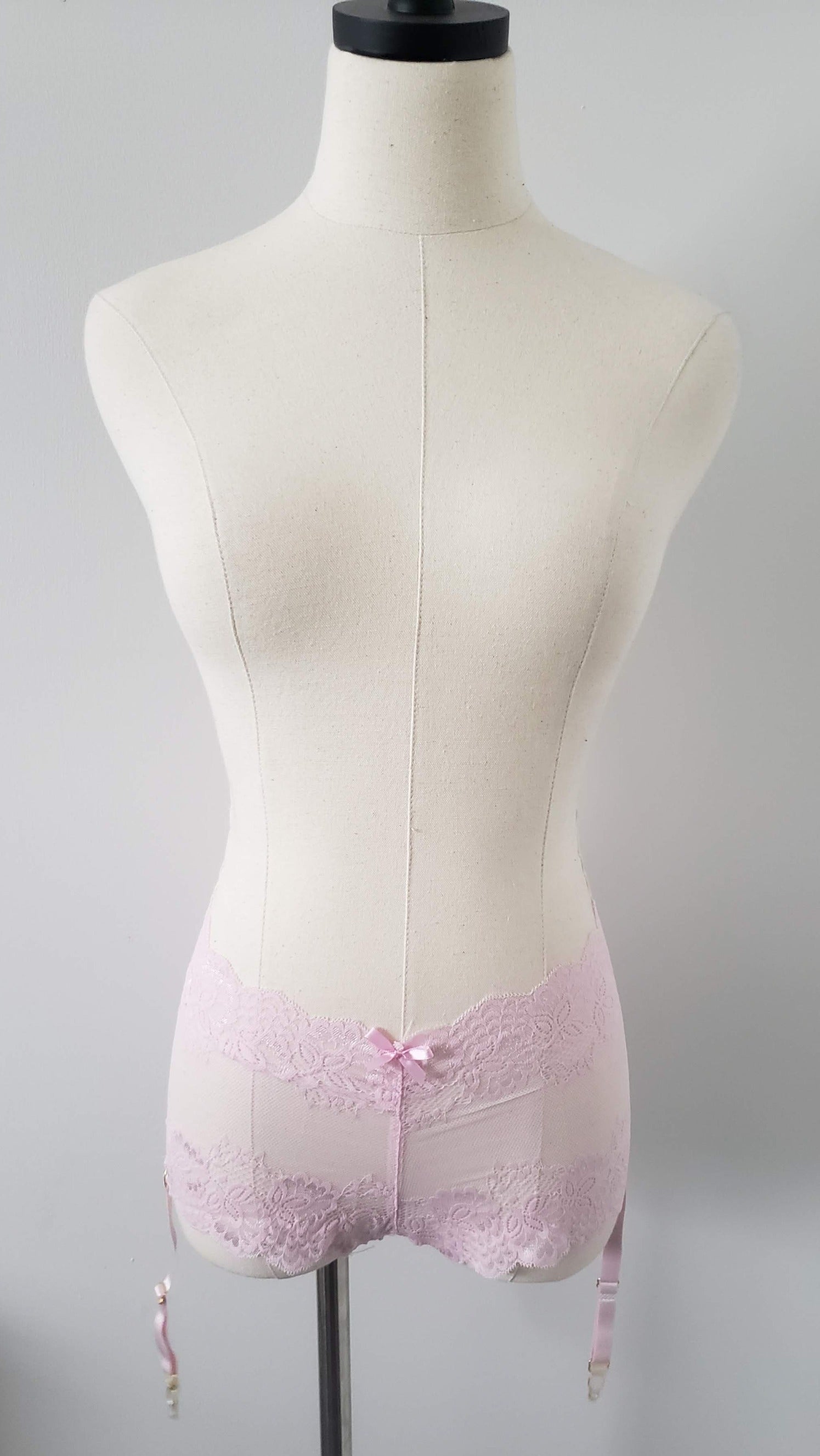 Lace Boyshorts with Garter in Pink image 4