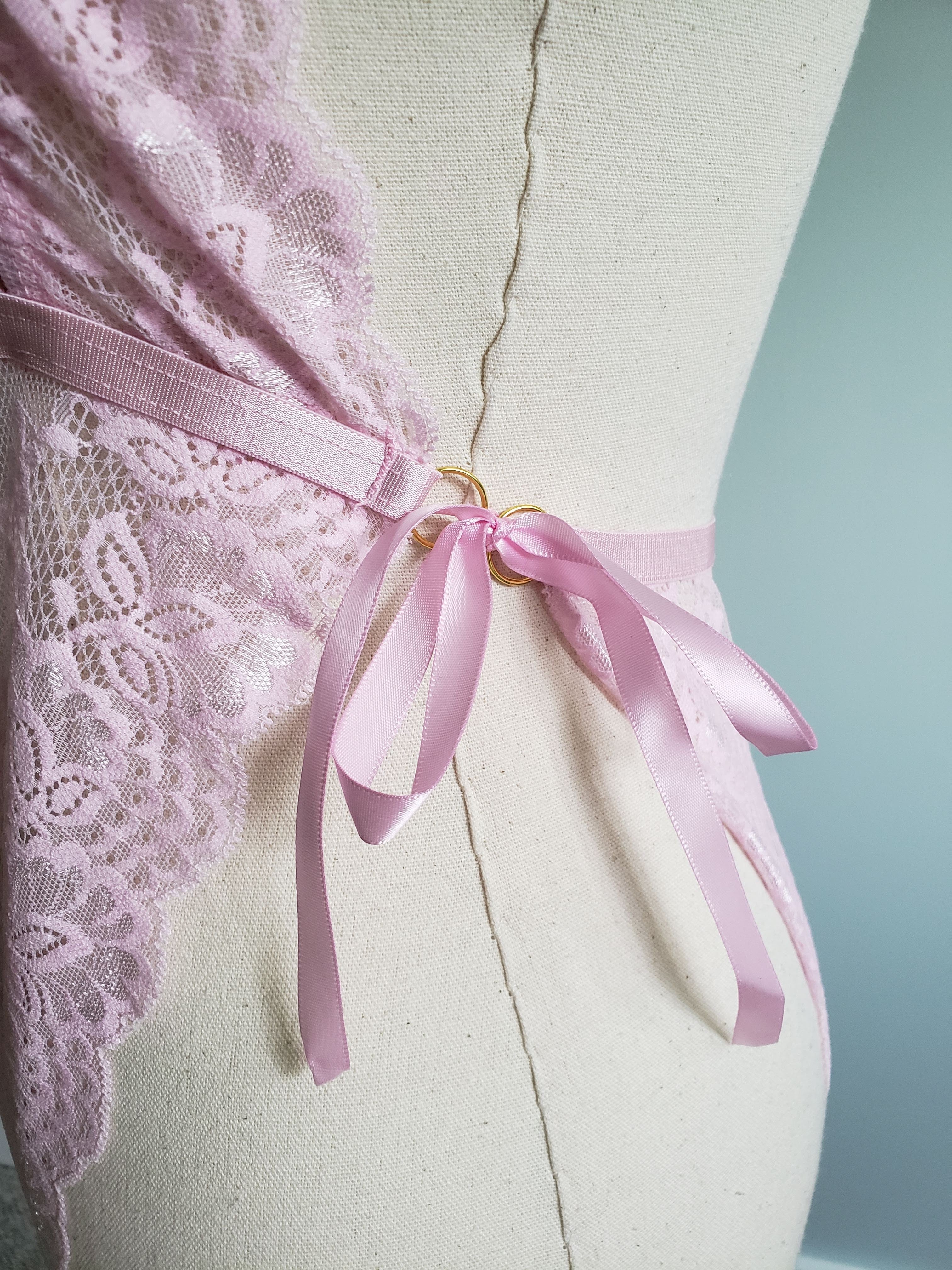 Lace Open Cup Teddy in Blush Pink- Diva Plus image 5