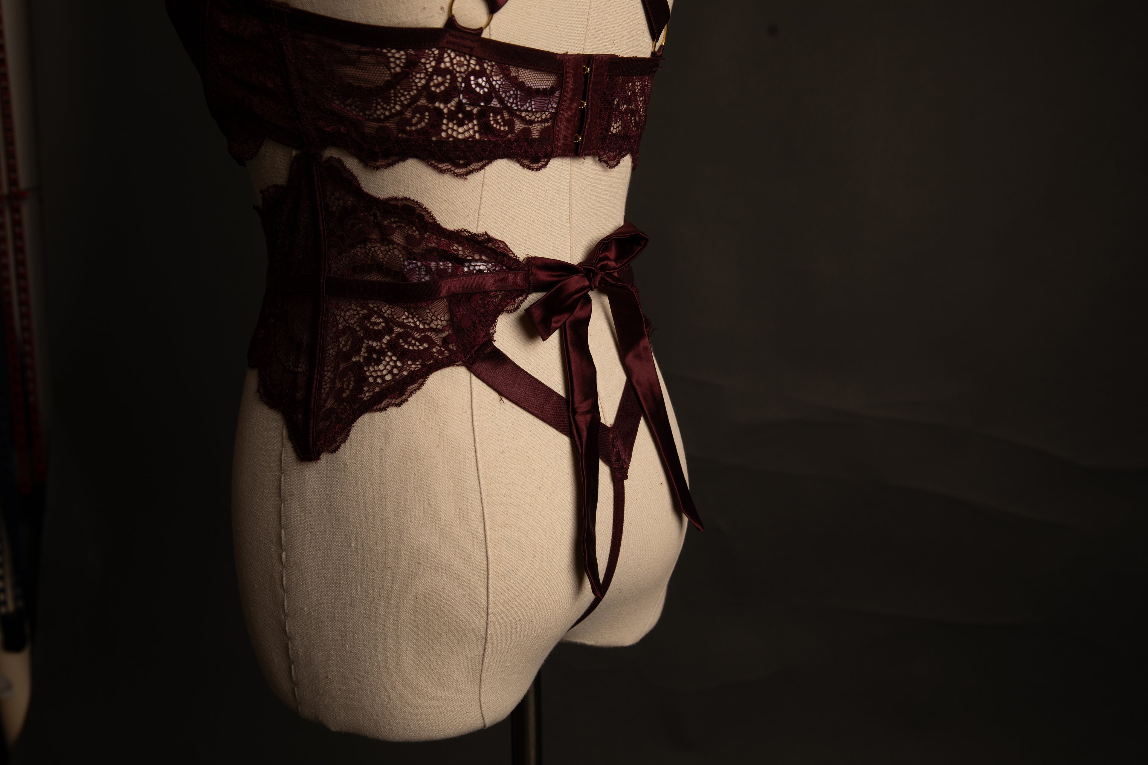 Sadie Lace and Satin in Burgandy