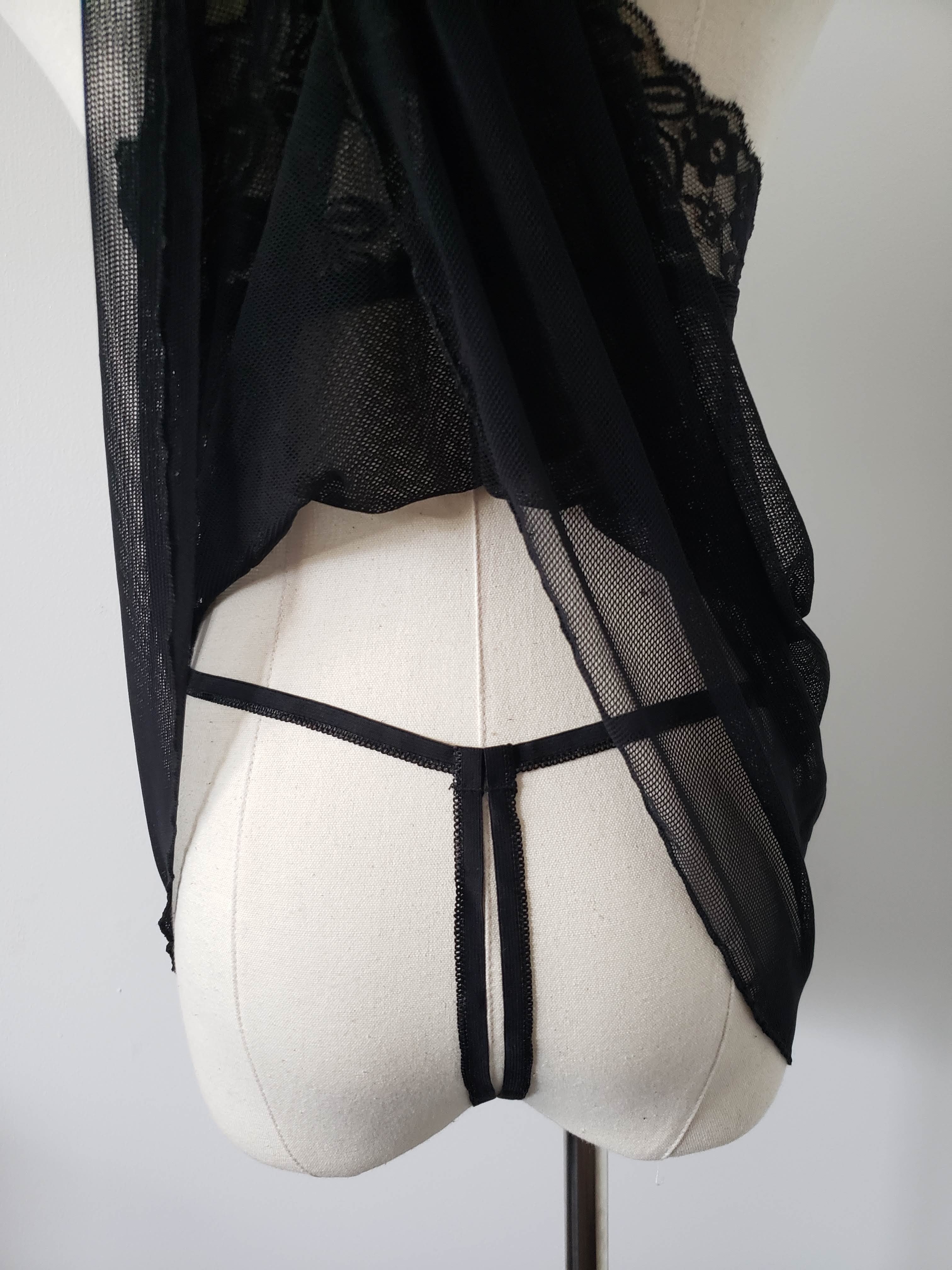 Open Cup Baby Doll Set in Black- Diva Plus image 9