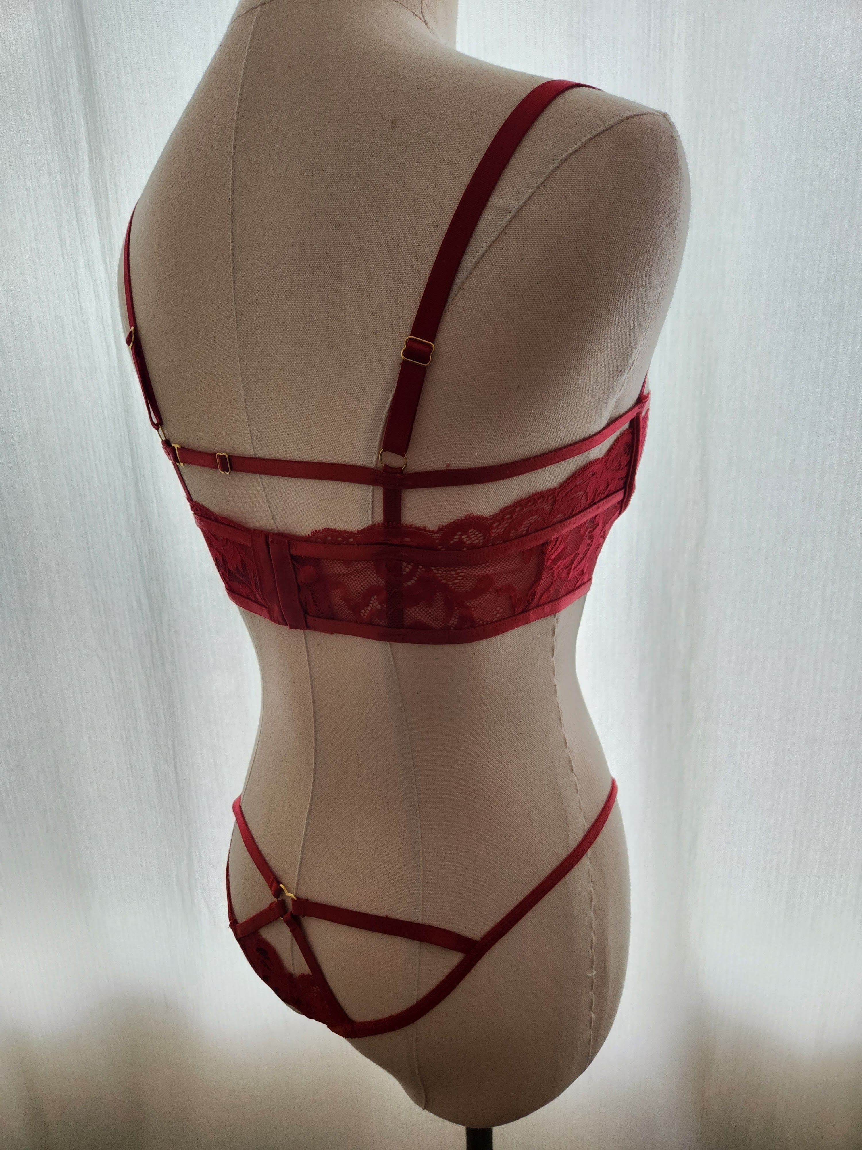 Valentina Lace and Strap Set in Red image 4