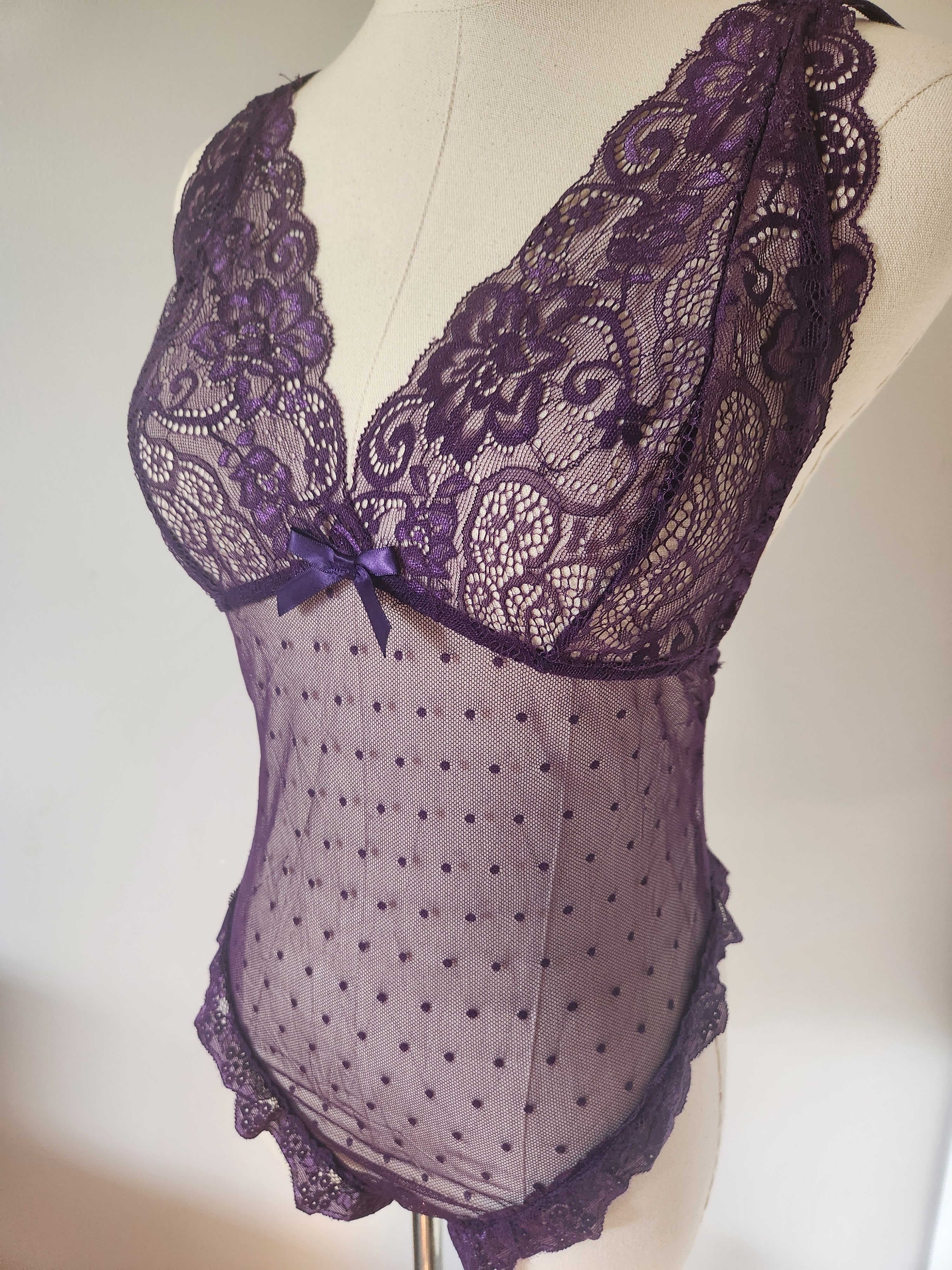 Floral Lace Teddy in Purple image 0