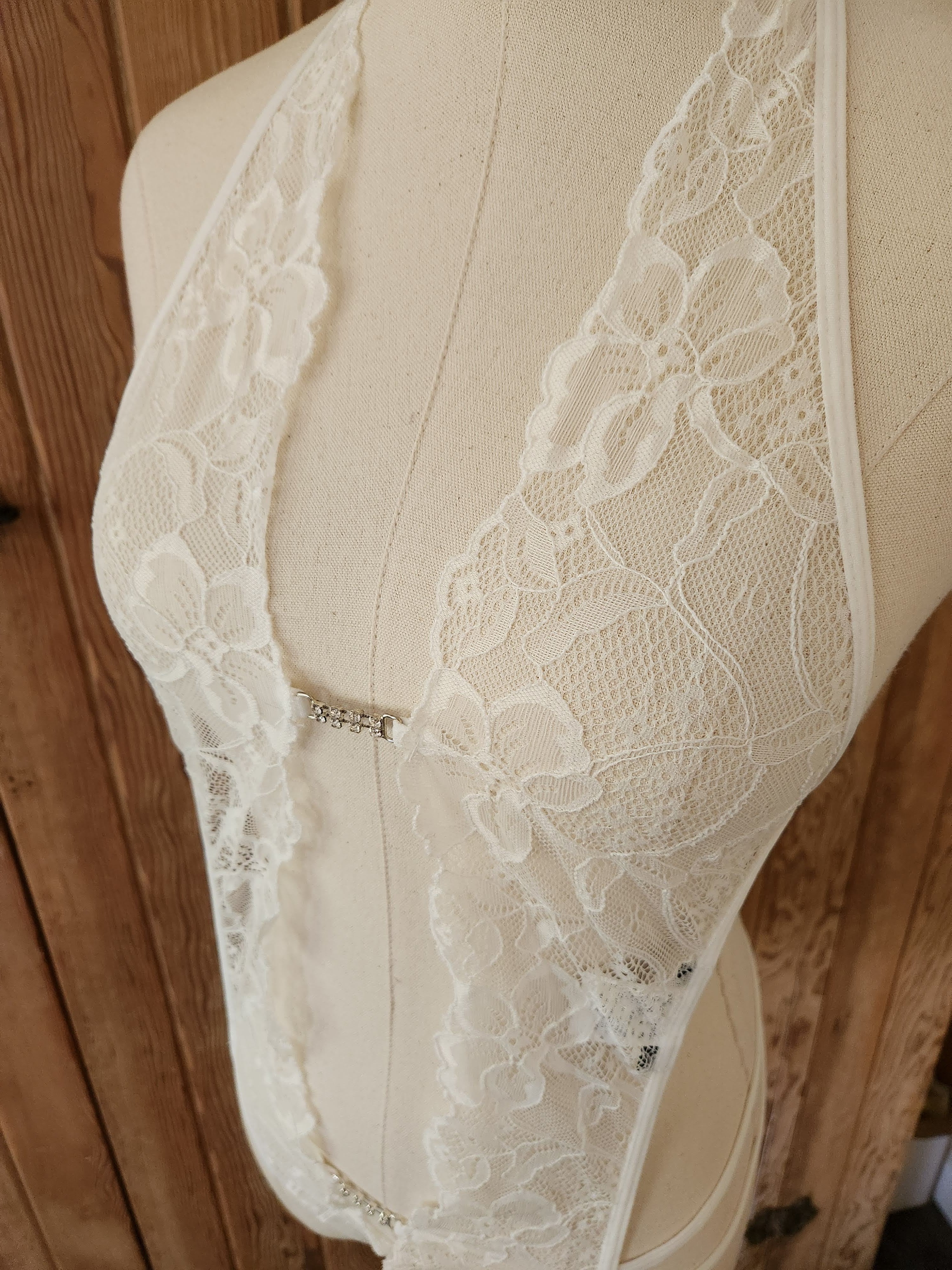 Halter Open Teddy in Cream Lace image 4