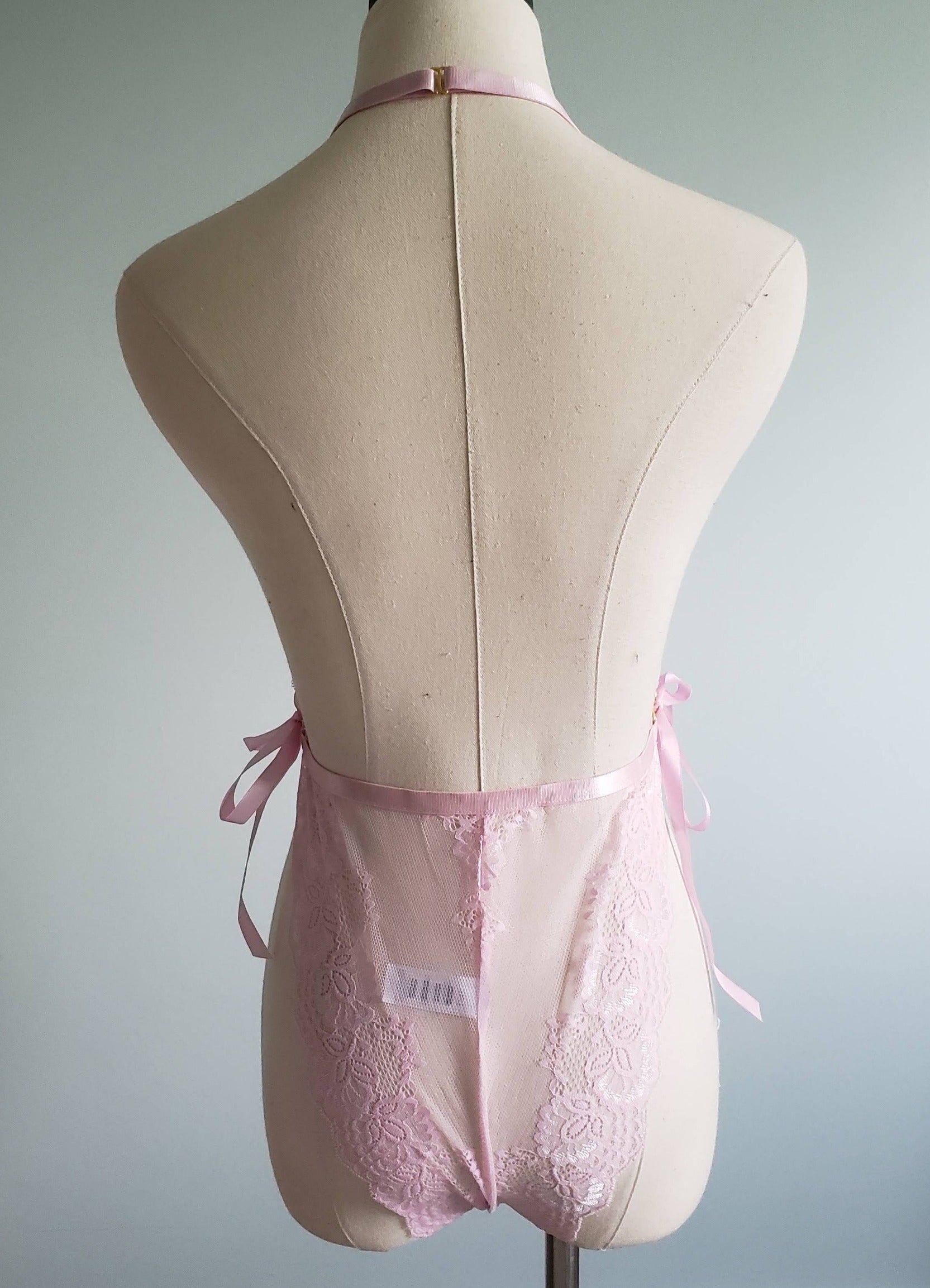 Lace Open Cup Teddy in Blush Pink image 3