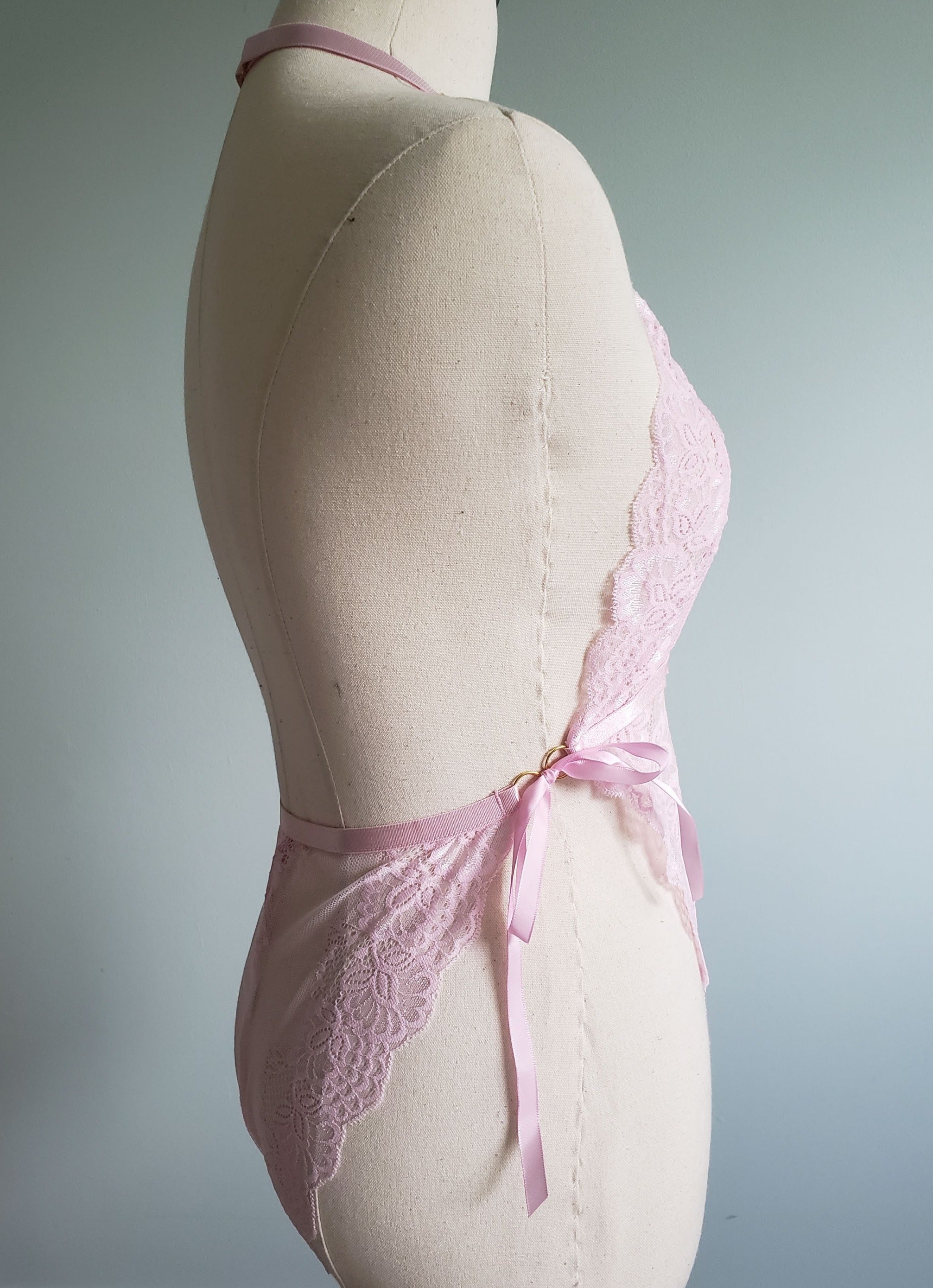 Lace Open Cup Teddy in Blush Pink image 2