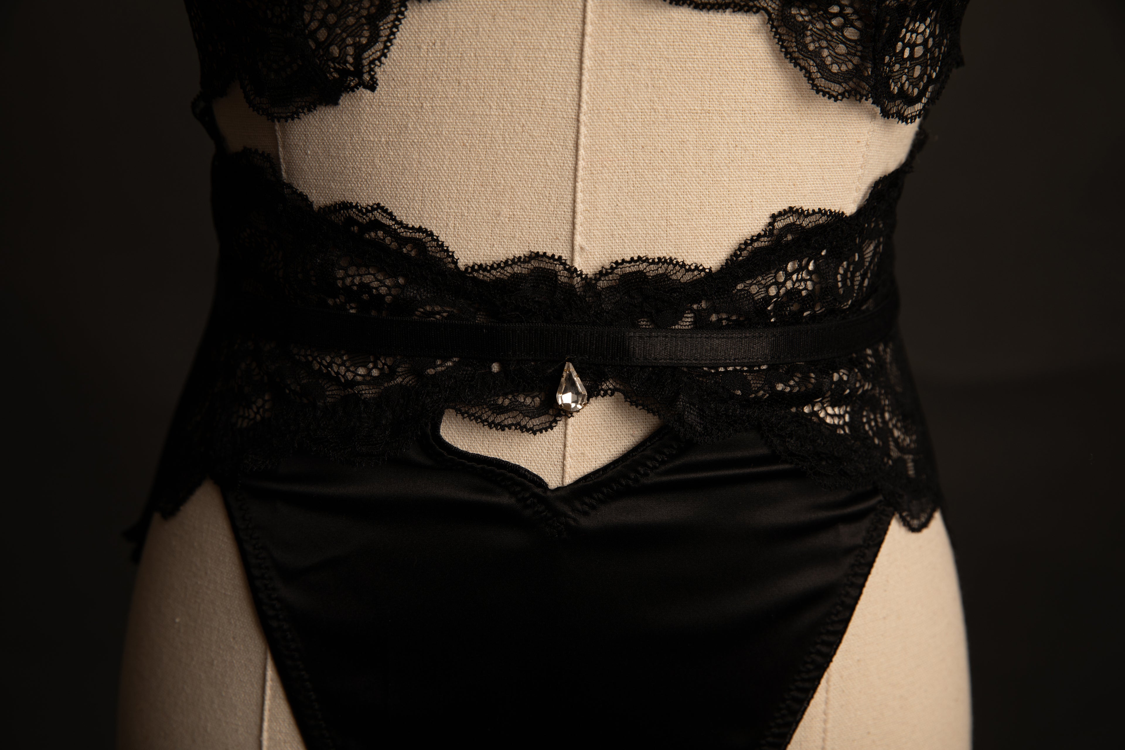 Sadie Lace and Satin in Black