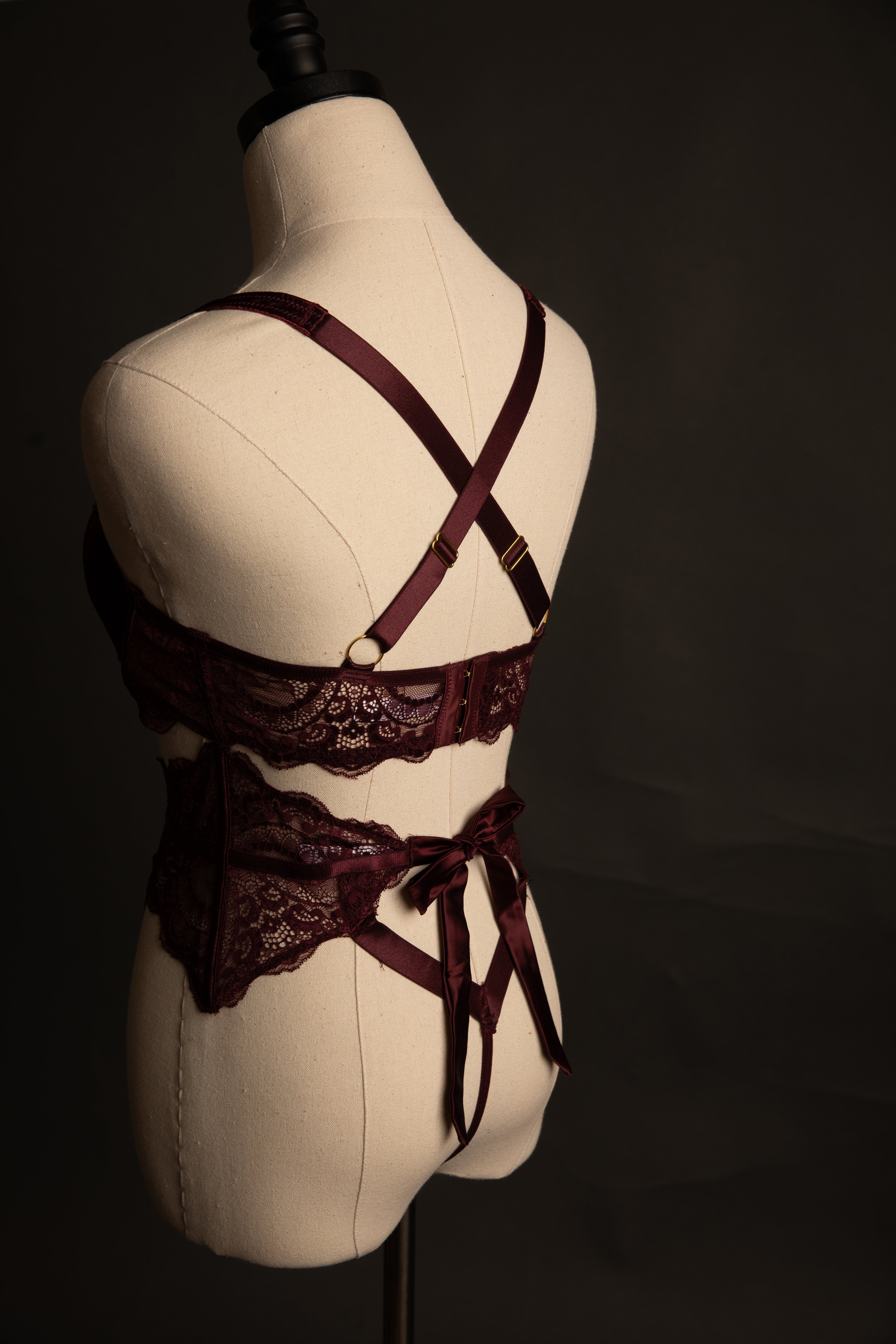Sadie Lace and Satin in Burgandy