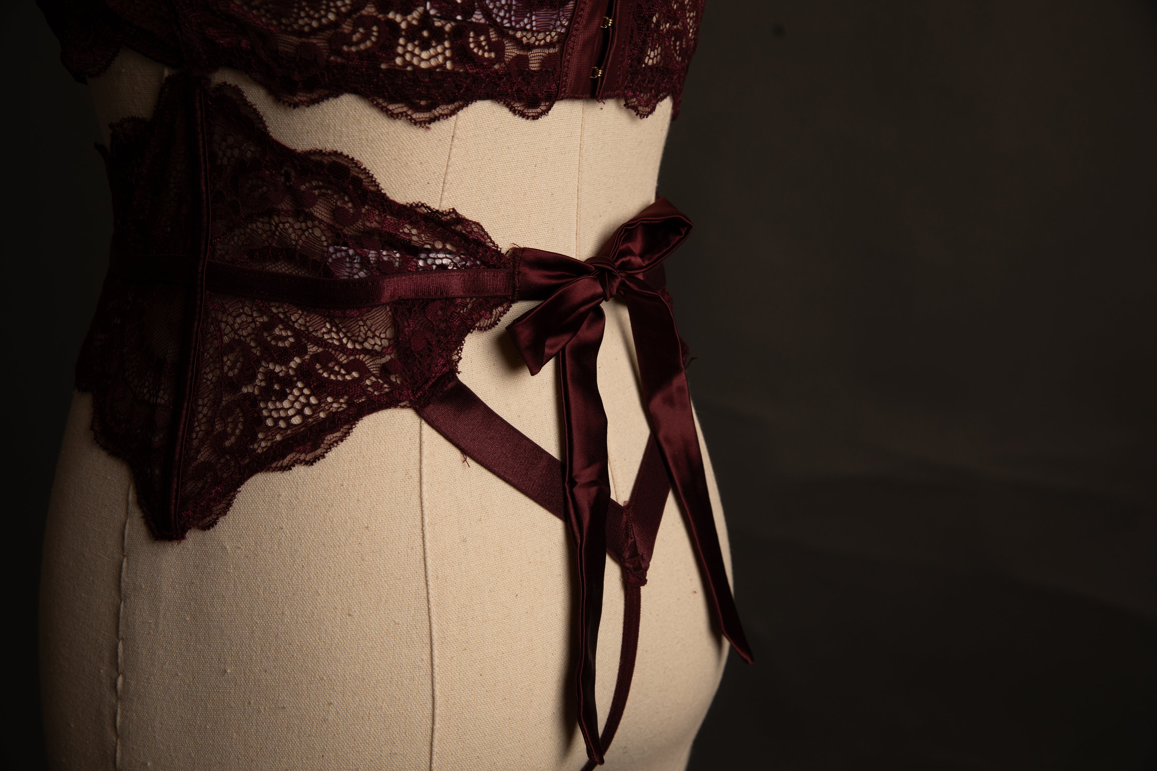 Sadie Lace and Satin in Burgandy