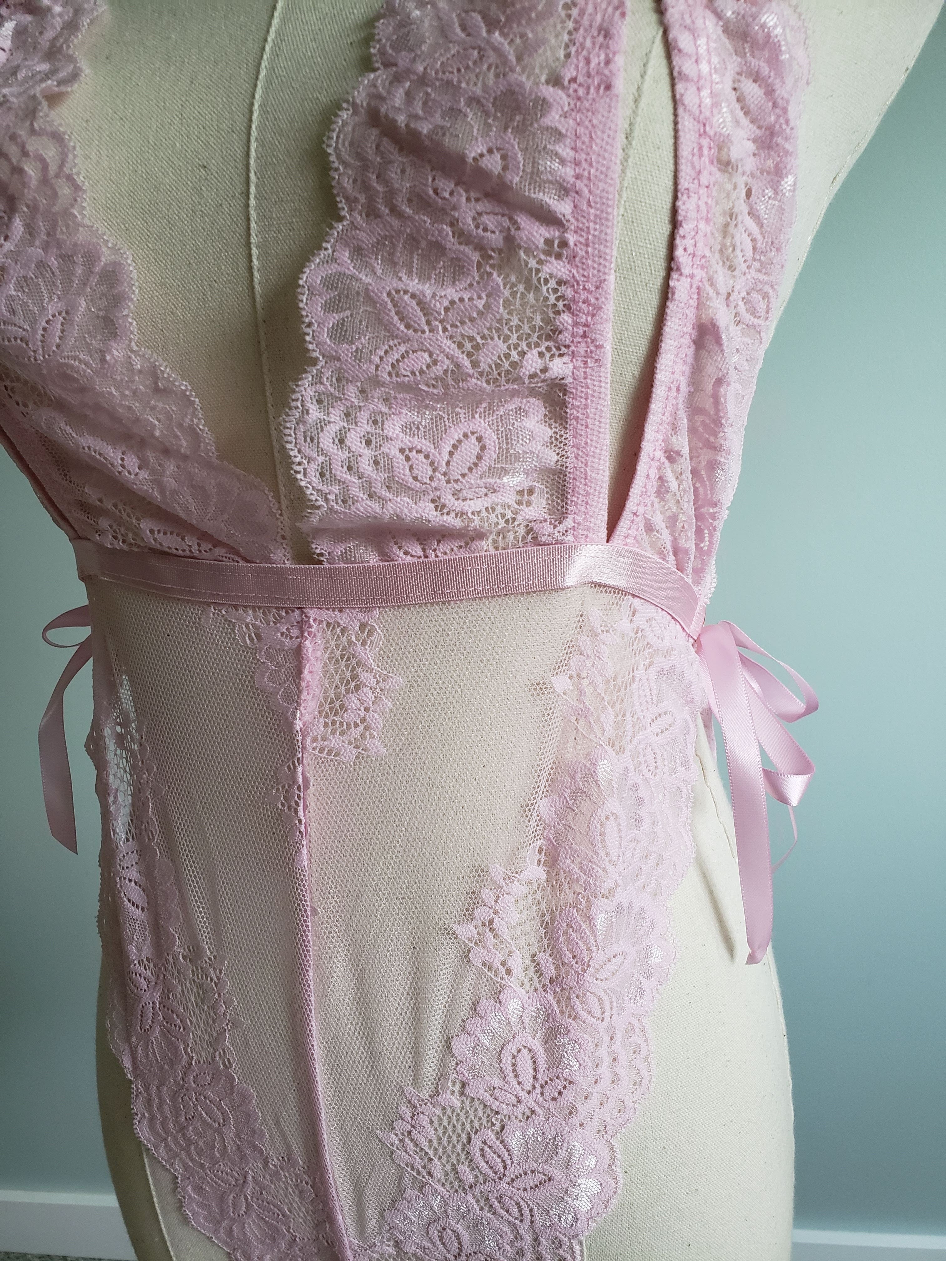 Lace Open Cup Teddy in Blush Pink image 4