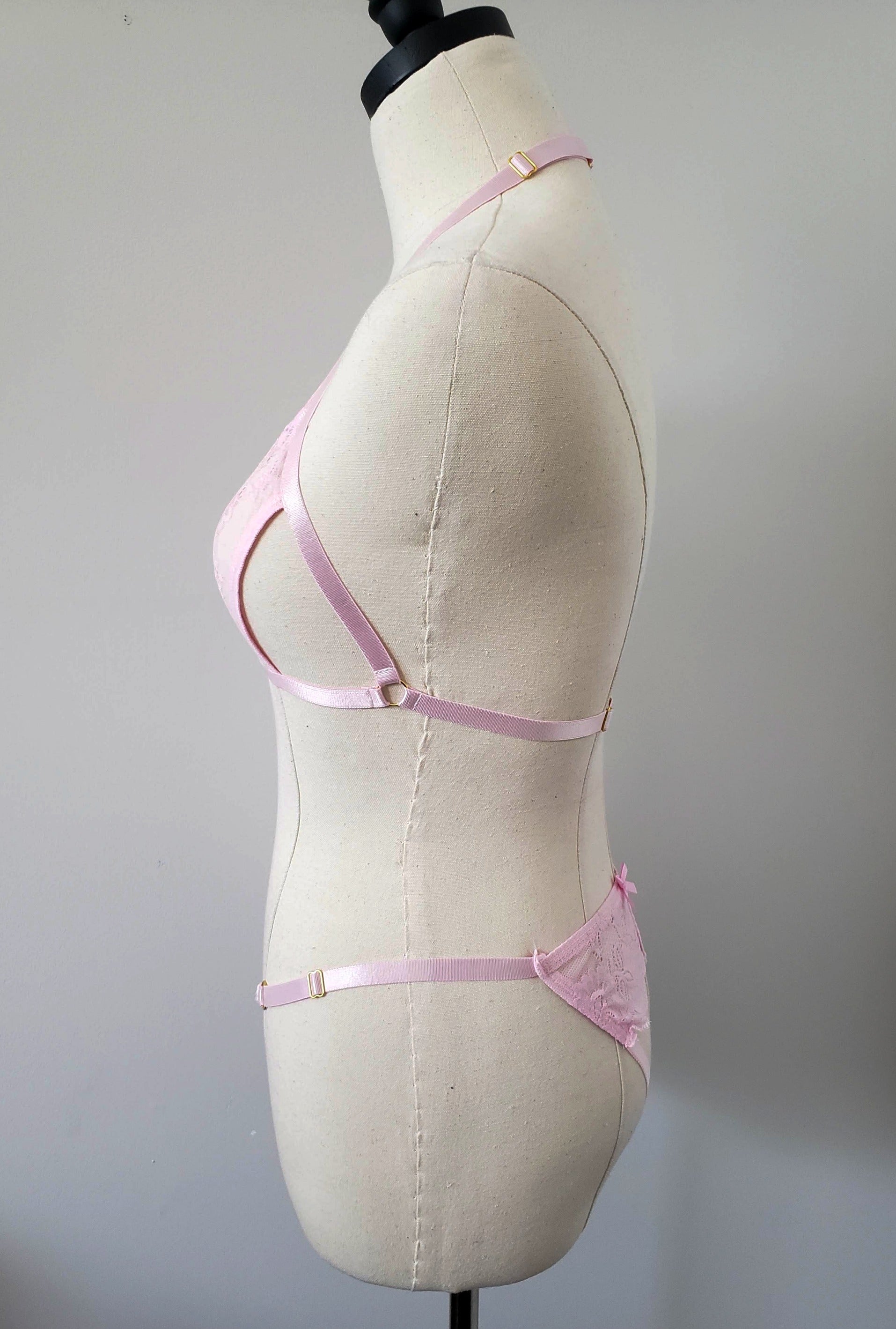 Lace Bralette and Panty Set in Blush Pink image 3