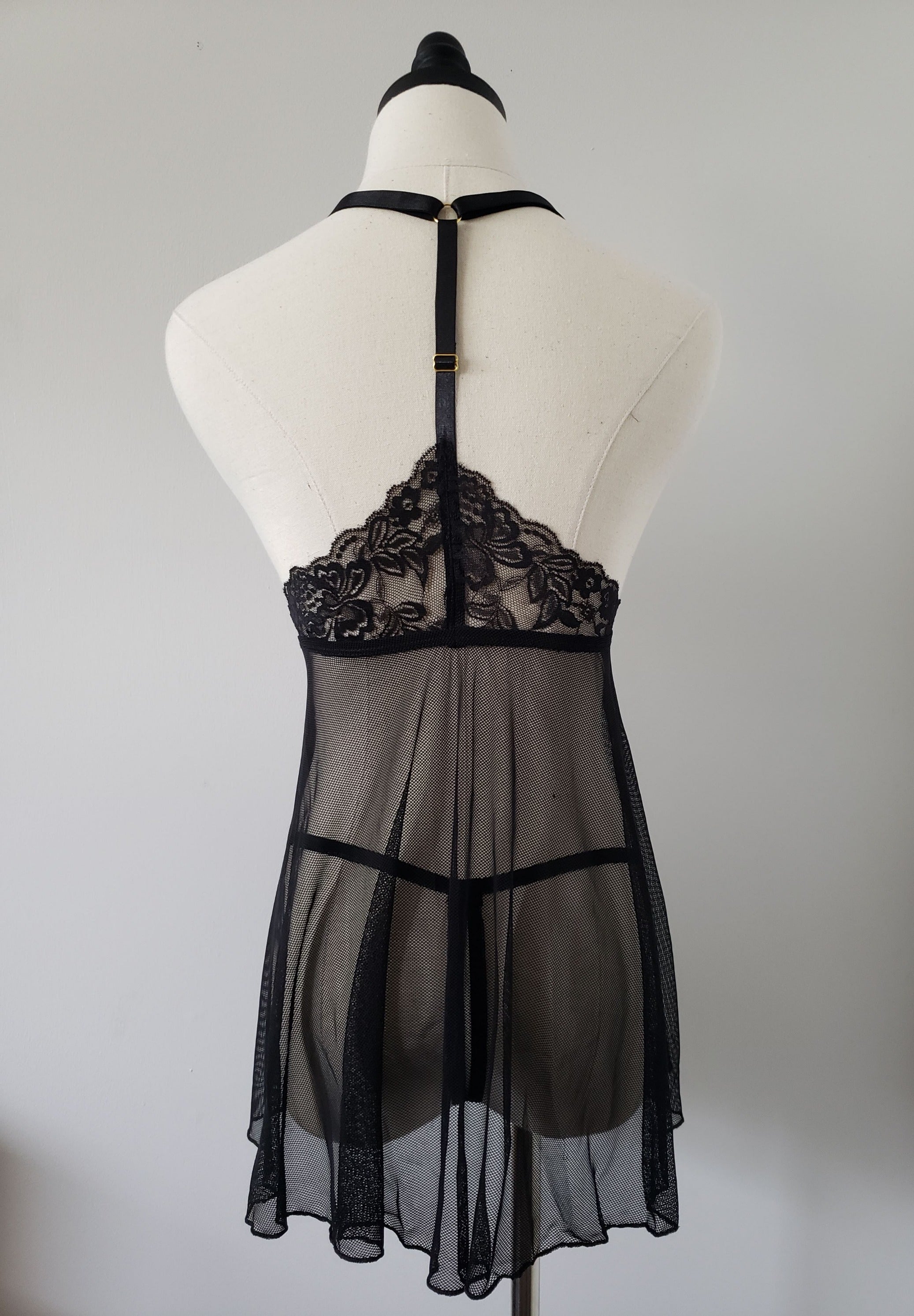 Open Cup Baby Doll Set in Black- Diva Plus image 8