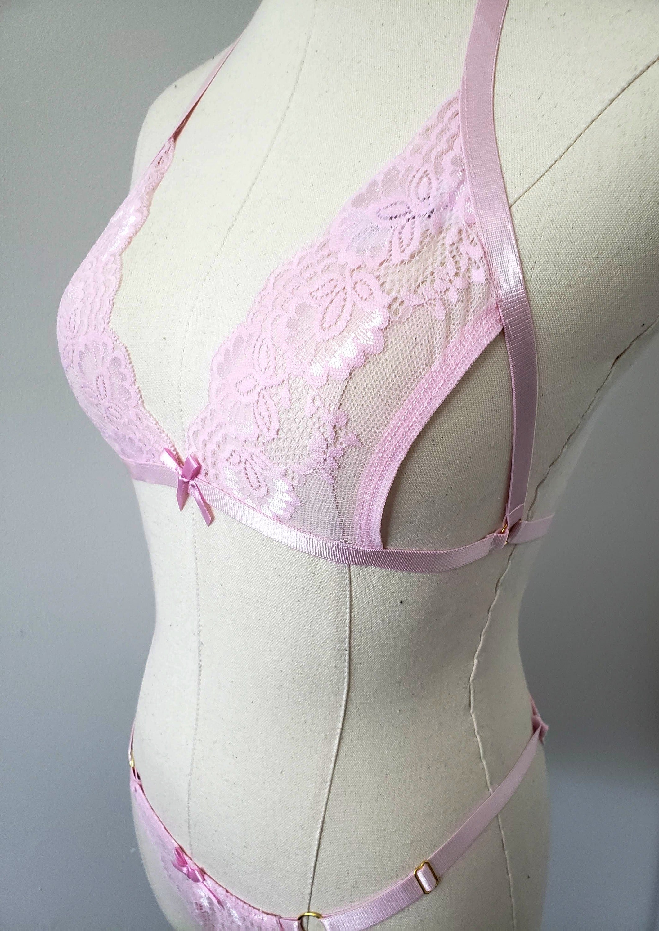 Lace Bralette and Panty Set in Blush Pink image 4