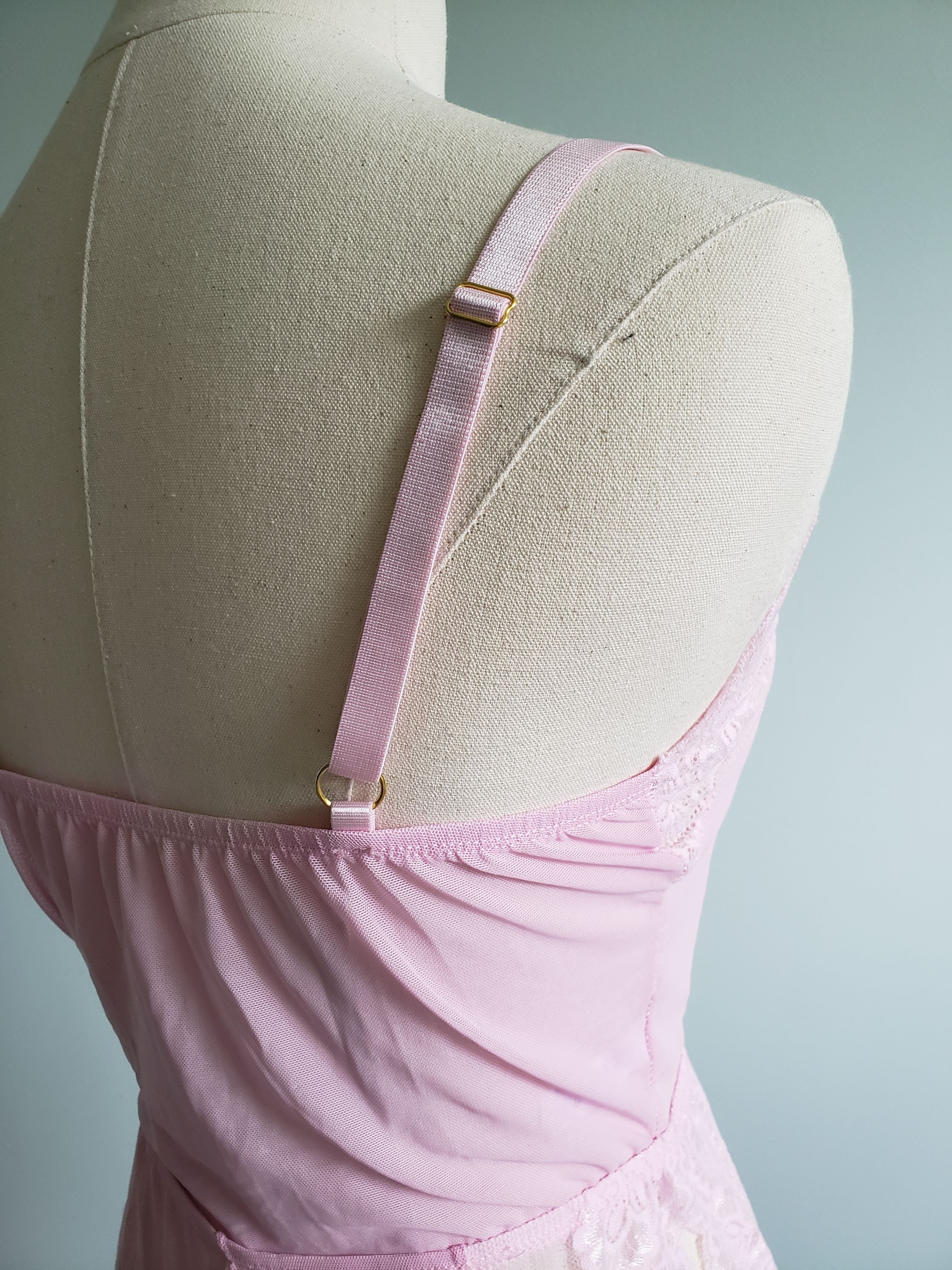 Lace and Mesh Tie Up Romper in Blush Pink image 4