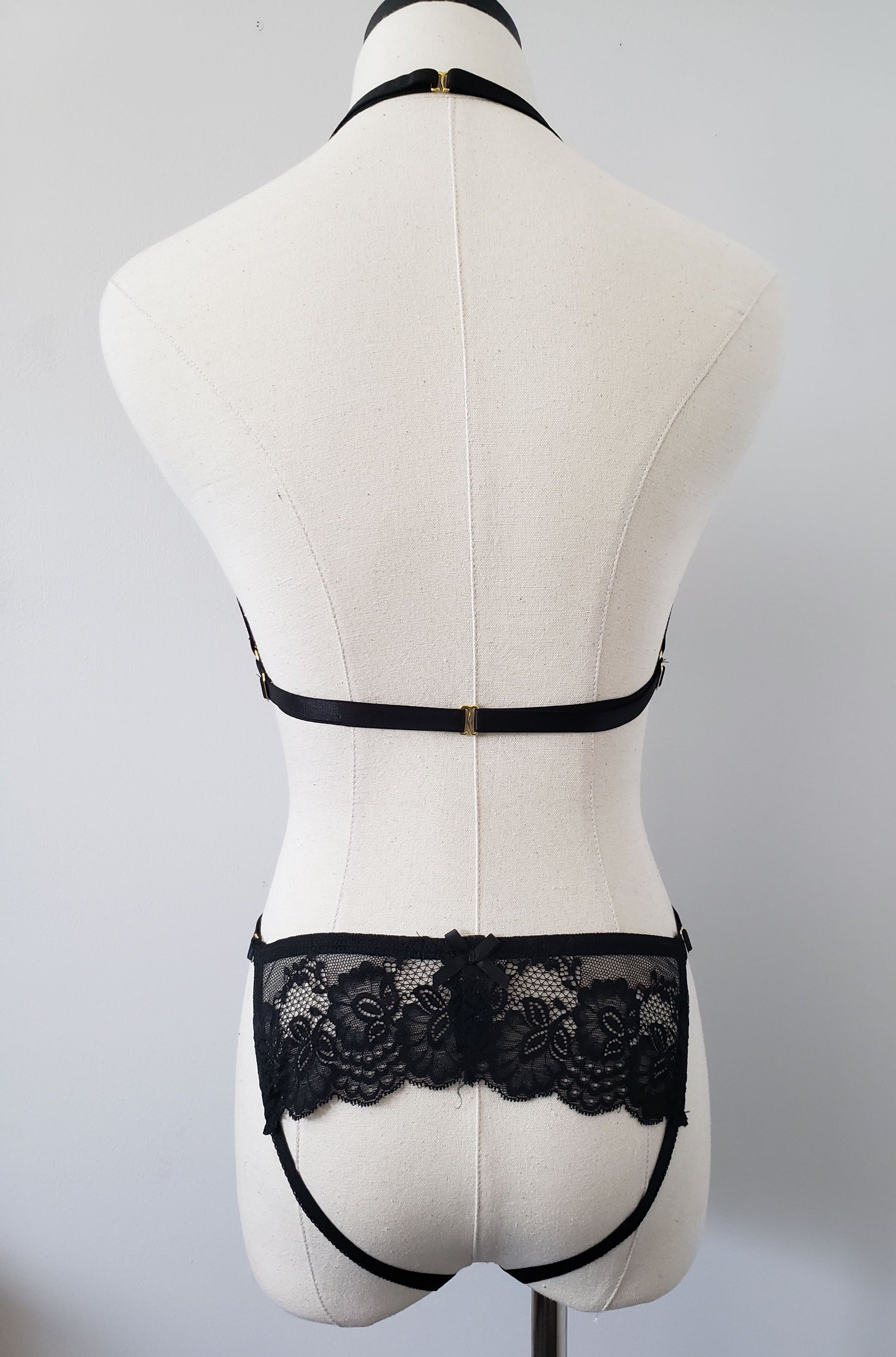 Lace Bralette and Panty Set in Black image 4