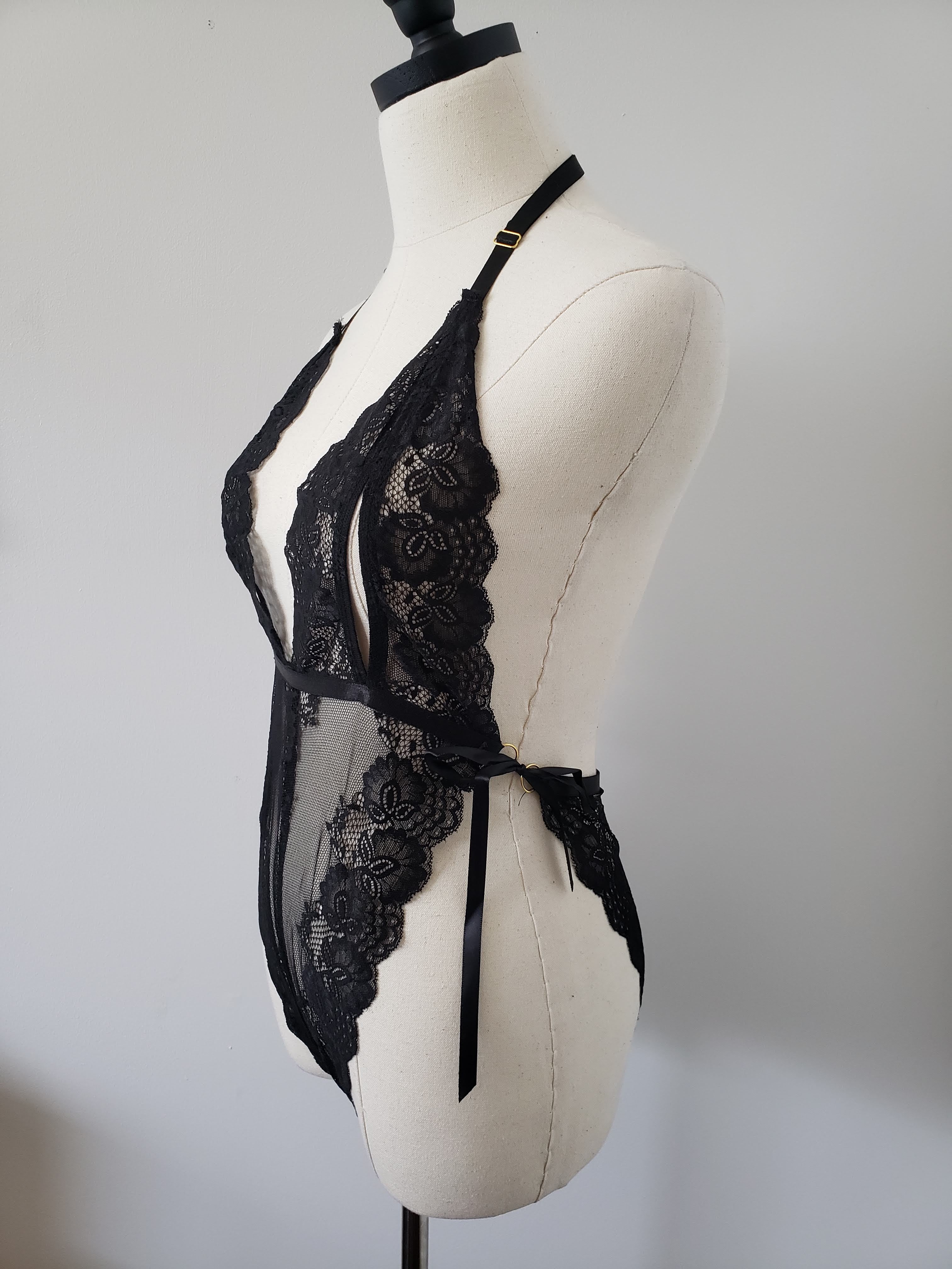 Lace Open Cup Teddy in Black-Diva Plus image 1
