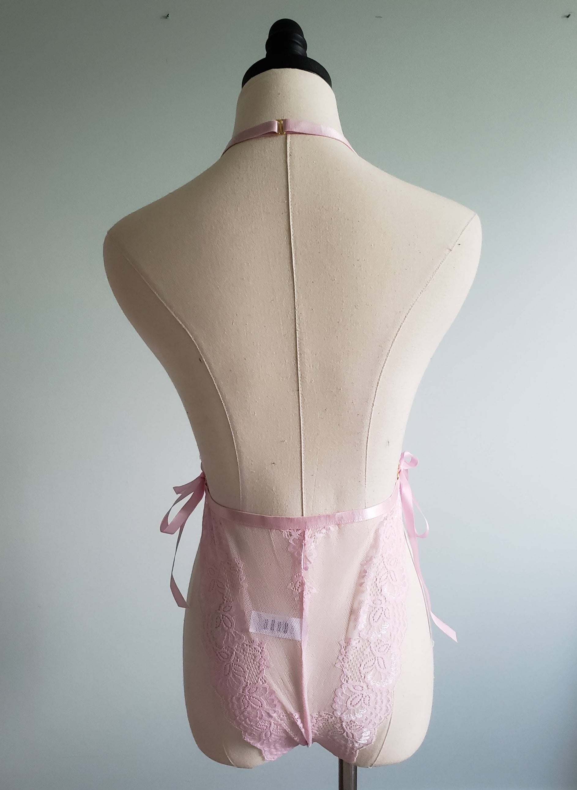 Lace Open Cup Teddy in Blush Pink- Diva Plus image 2