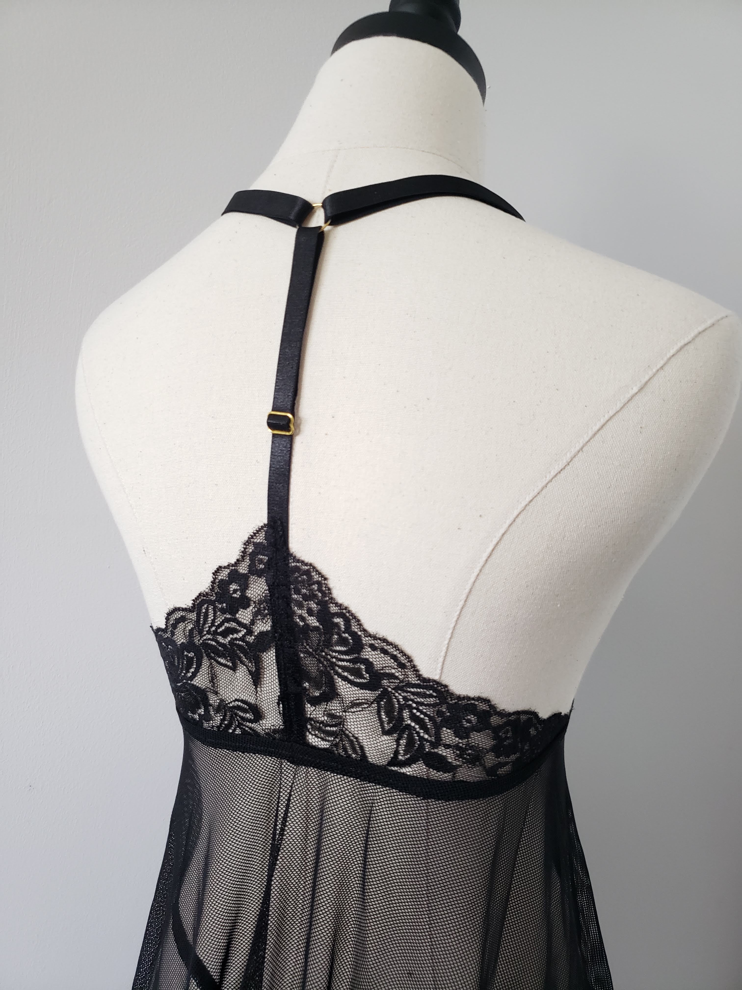 Open Cup Baby Doll Set in Black- Diva Plus image 10