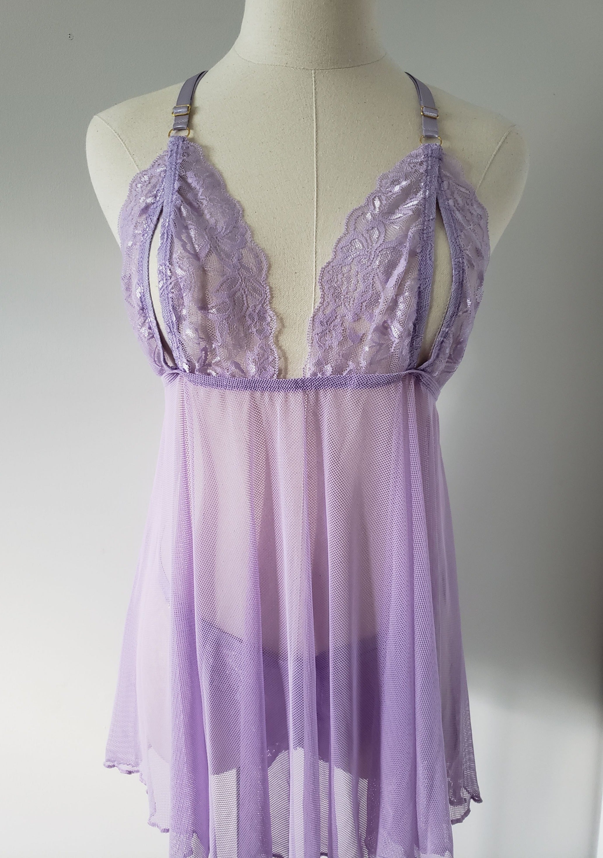 Open Cup Baby Doll Set in Lilac- Diva Plus image 0
