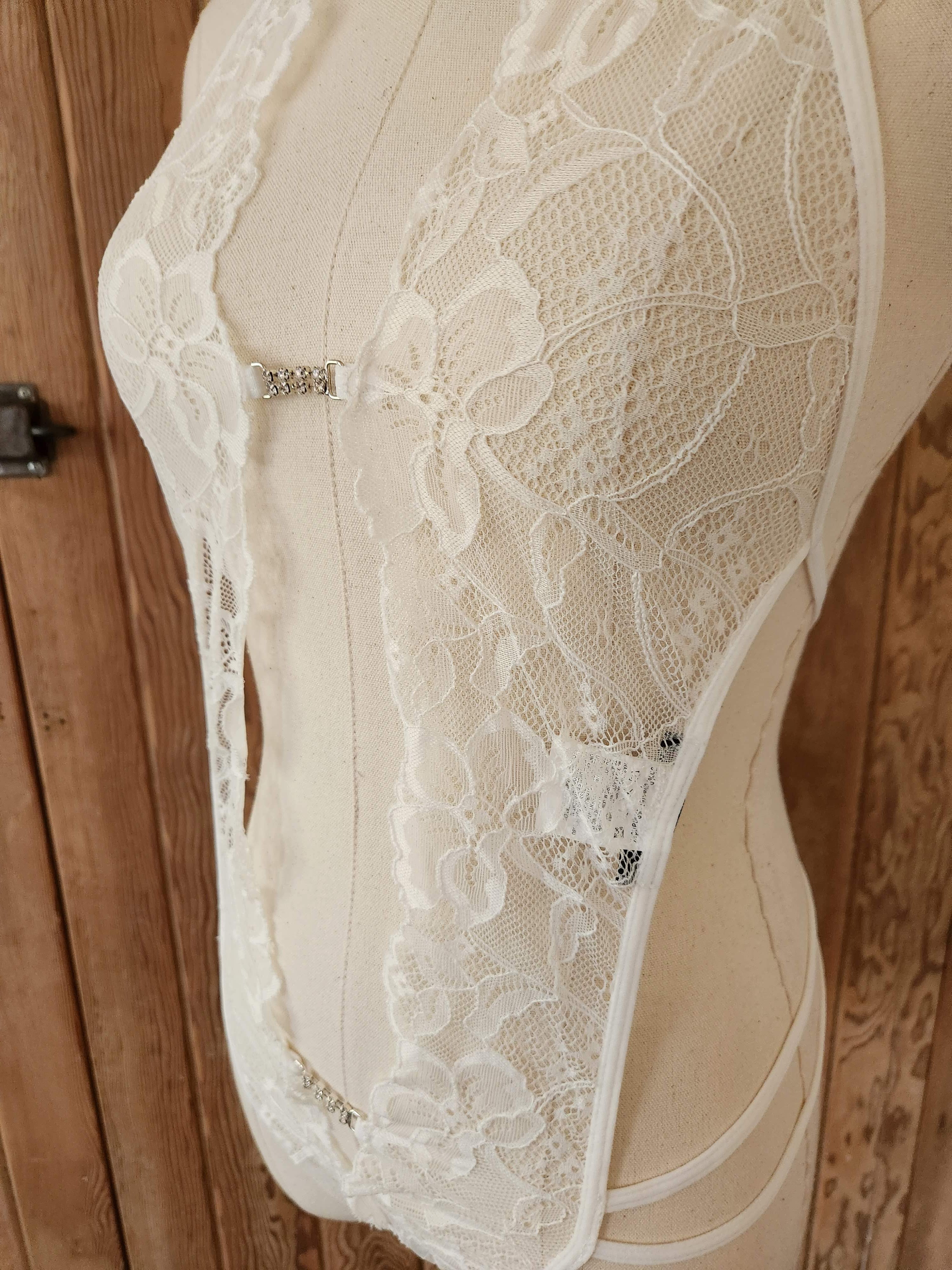 Halter Open Teddy in Cream Lace image 3