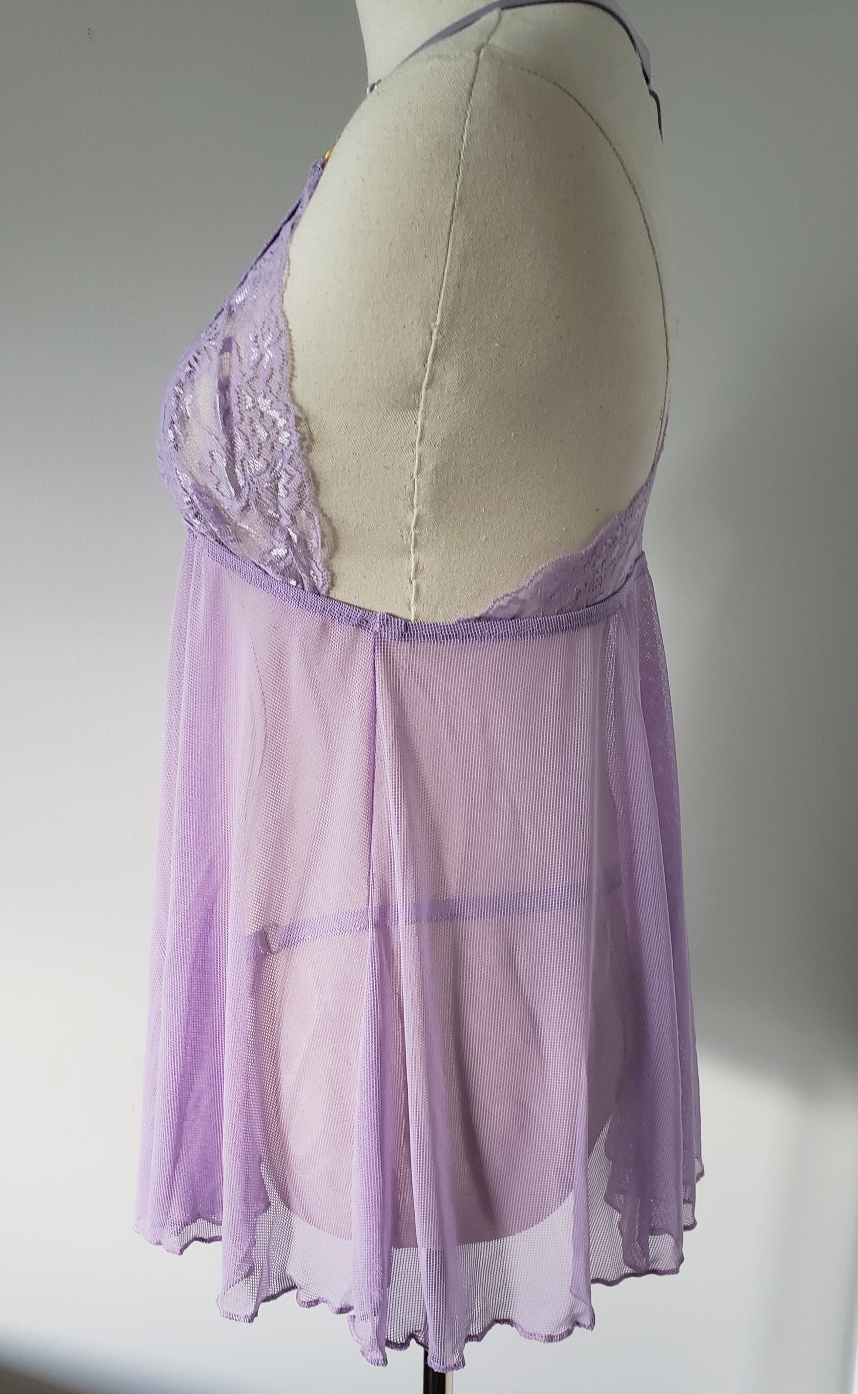 Open Cup Baby Doll Set in Lilac- Diva Plus image 4