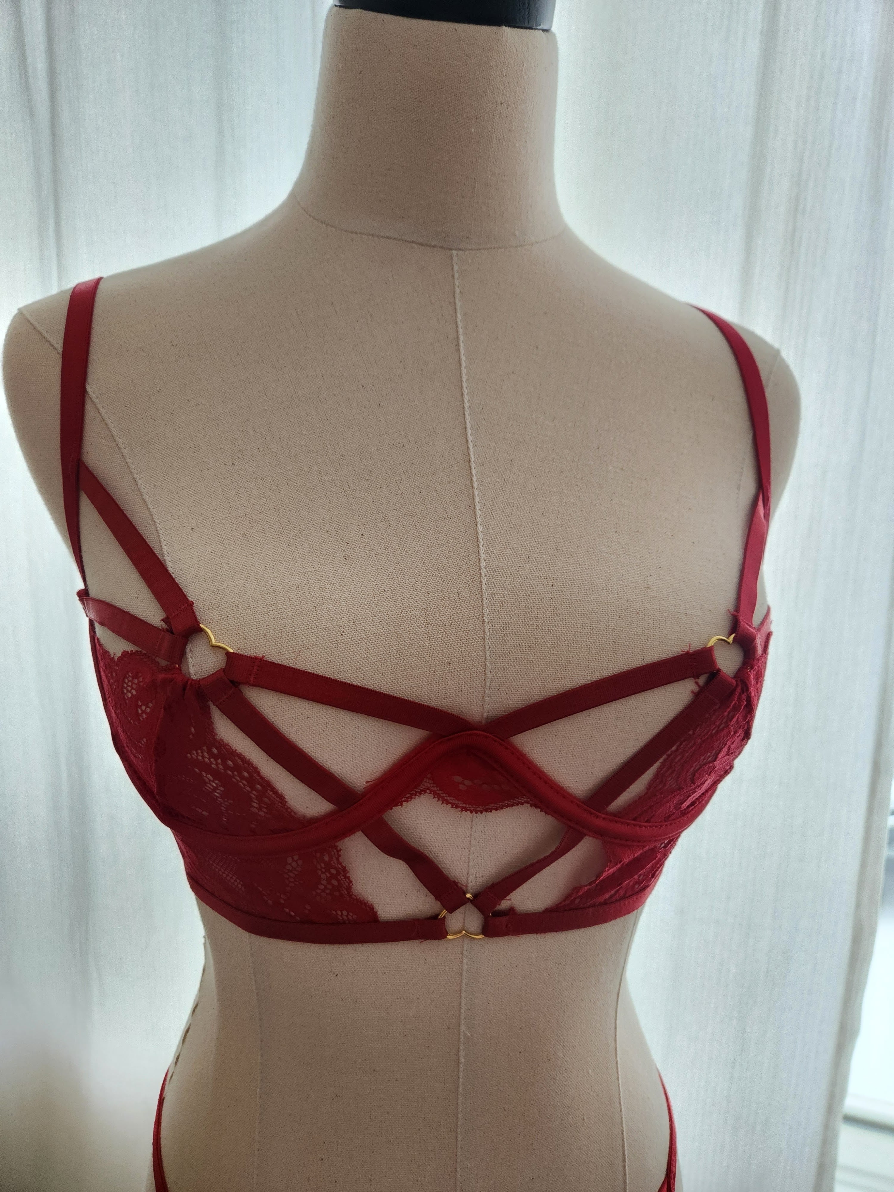 Valentina Lace and Strap Set in Red image 7