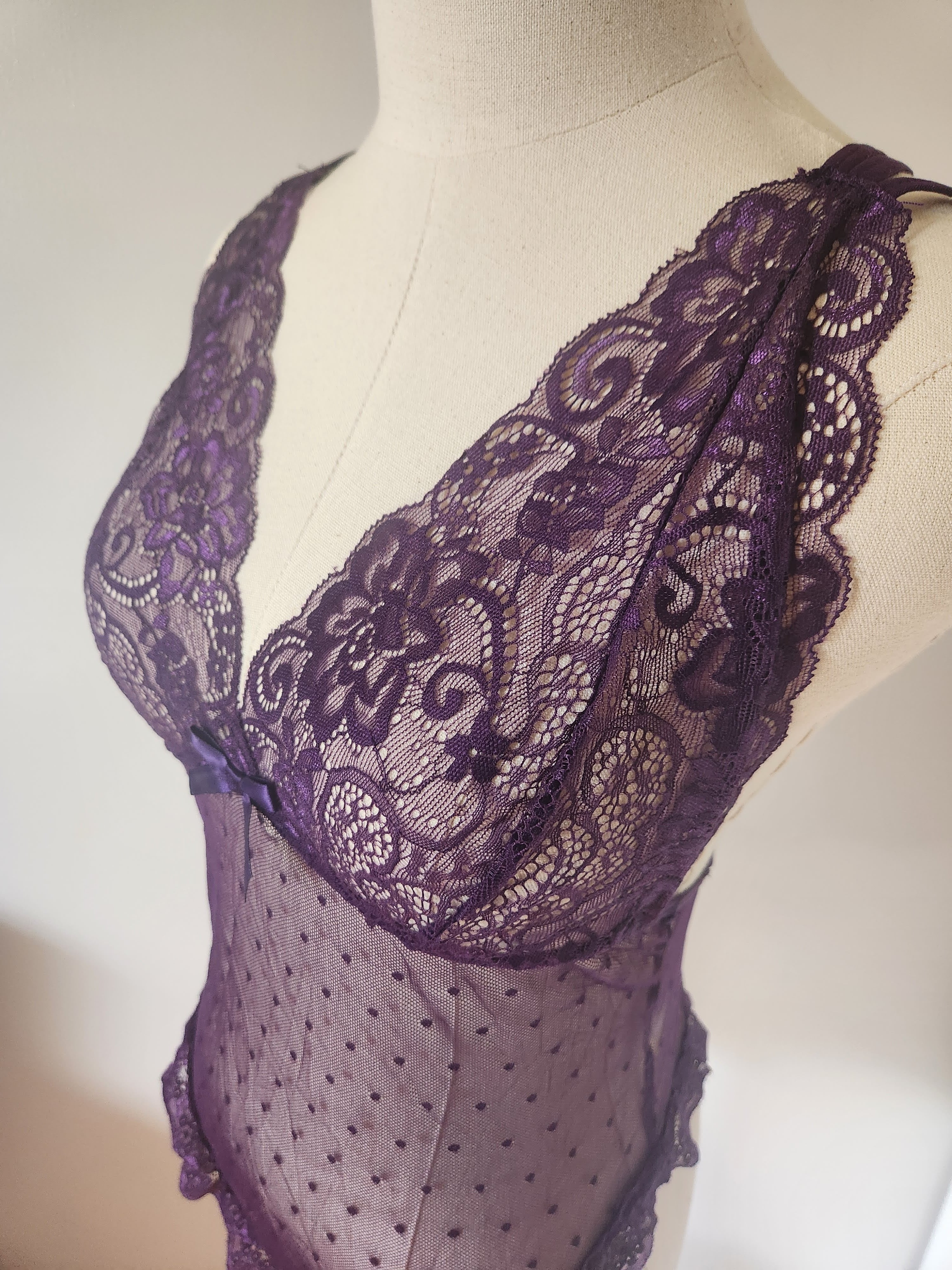 Floral Lace Teddy in Purple image 4